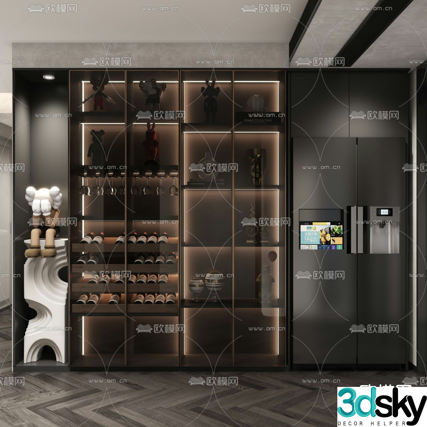Modern wine cabinet 3d model