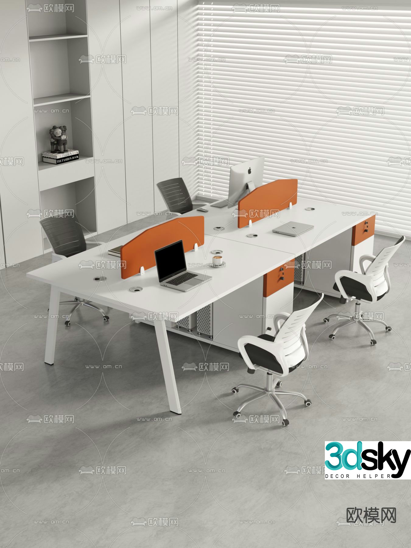 Card space desk work station post 3d model