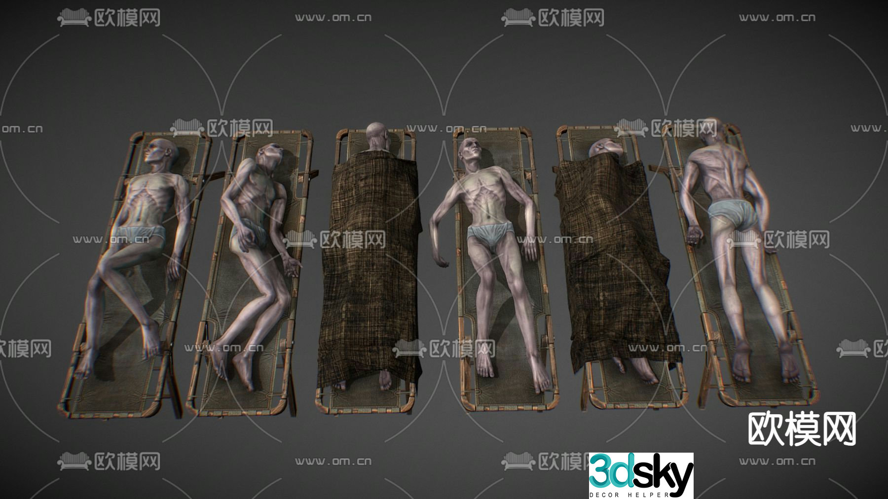 medical equipment corpse mummy dead body 3d model