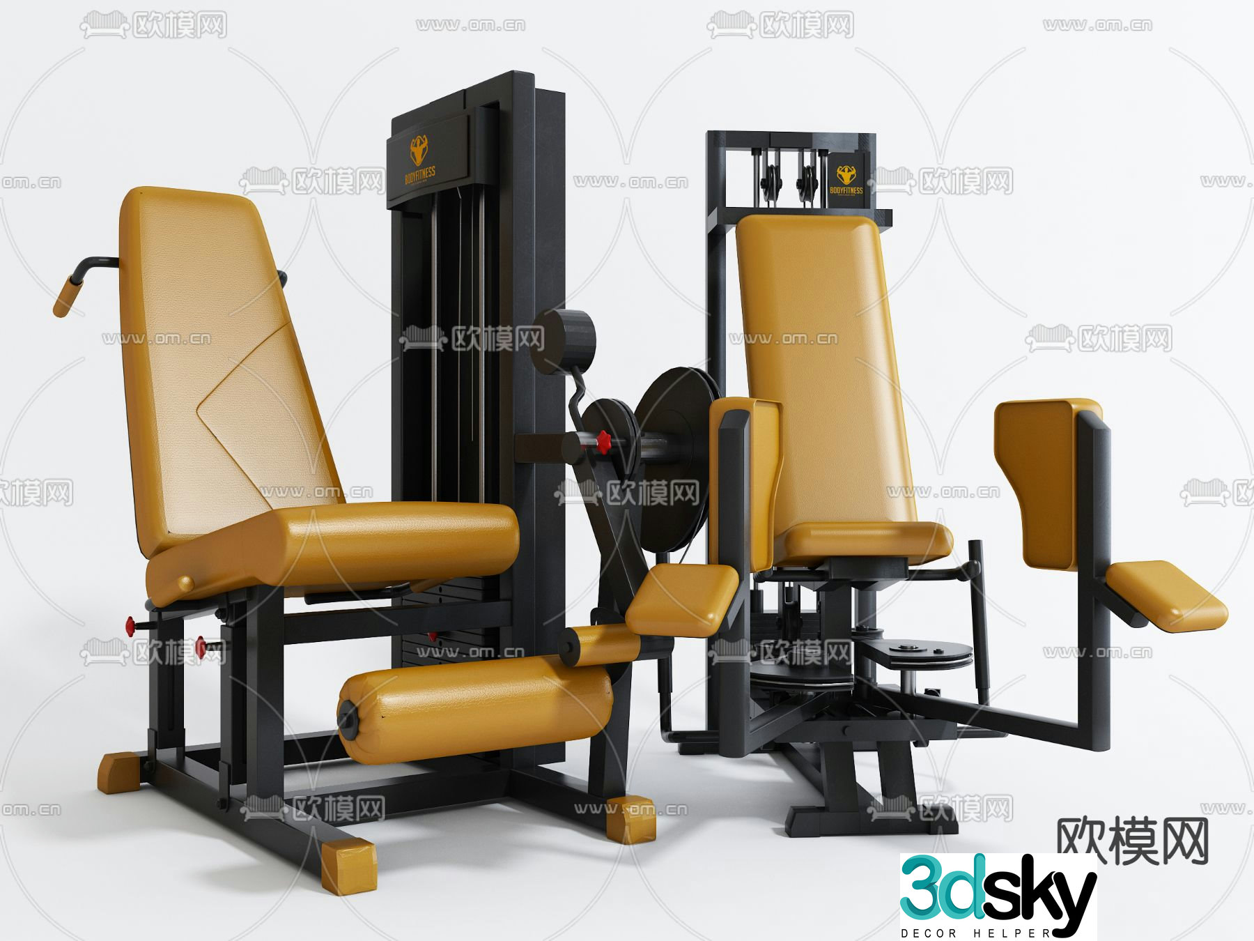 Fitness equipment push machine stretching machine 3d model