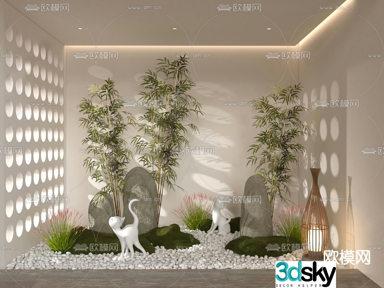 Indoor landscaping bamboo sketch 3d model