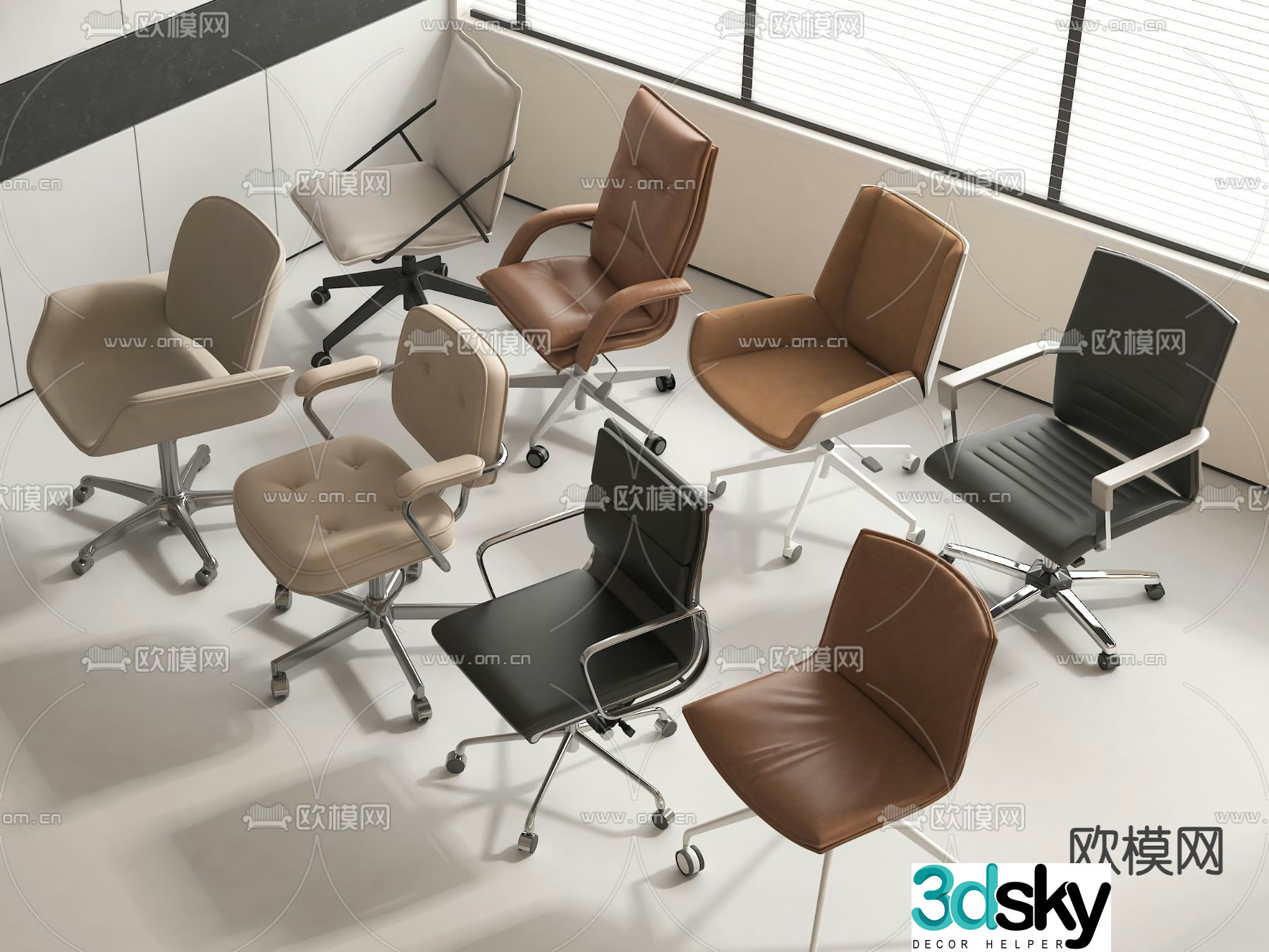Modern office chair swivel chair leisure chair 3d model