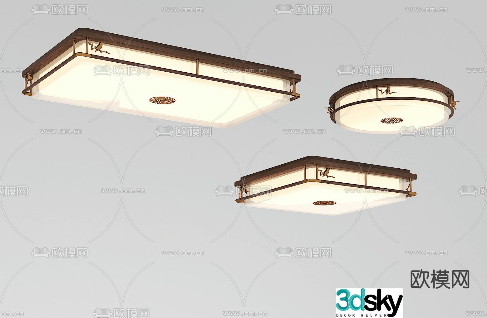 New Chinese style ceiling lamp 3d model
