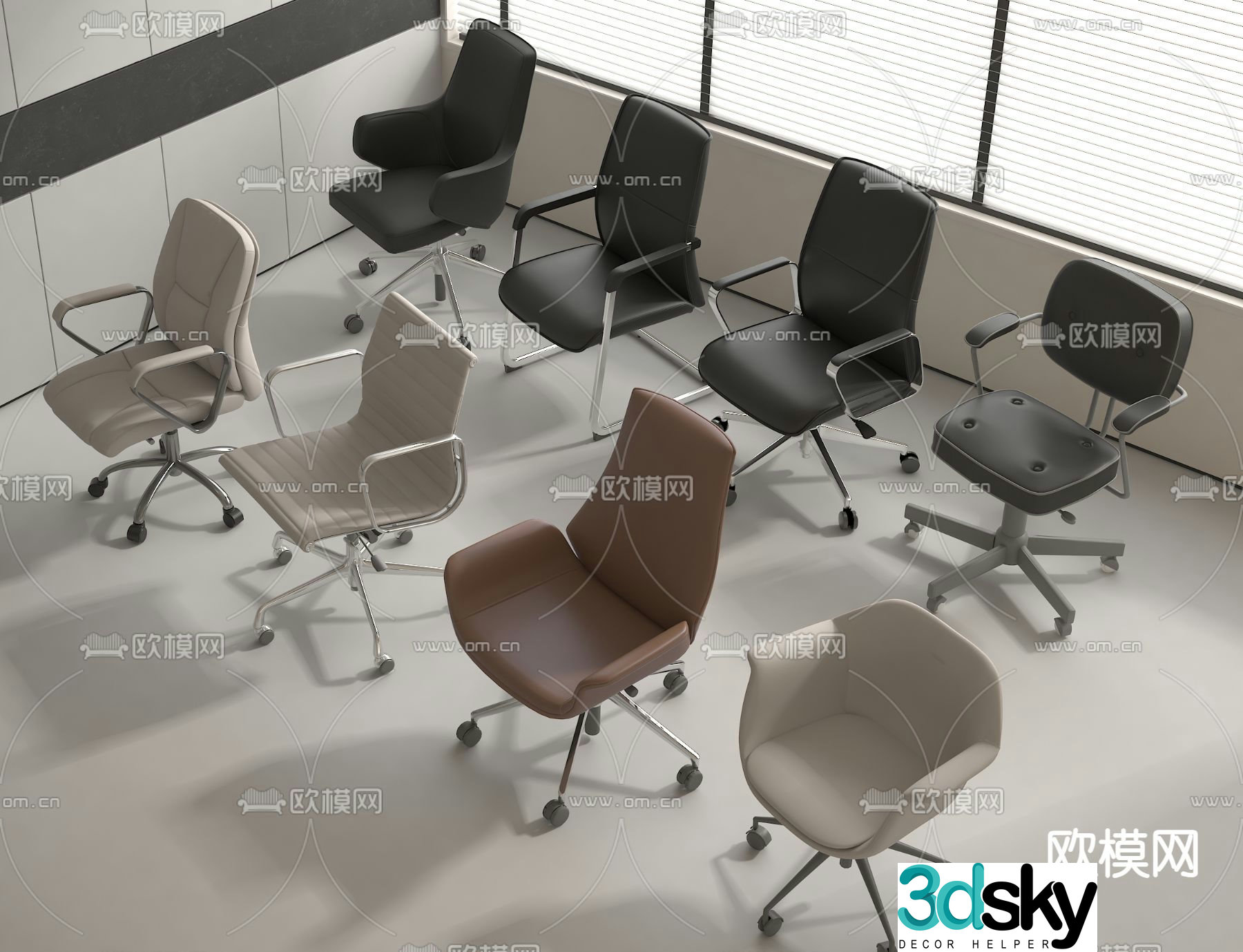 Modern office chair swivel chair leisure chair 3d model