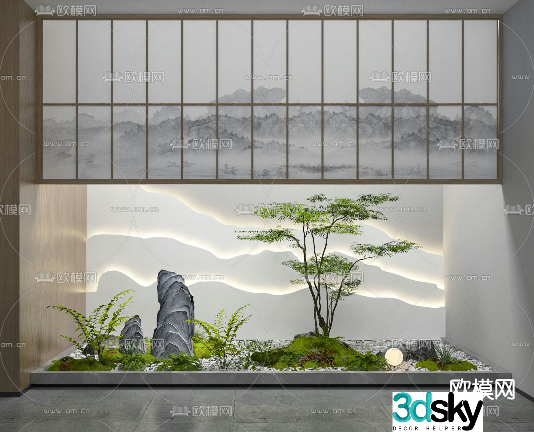 Maple rockery landscape indoor landscape sketch 3d model