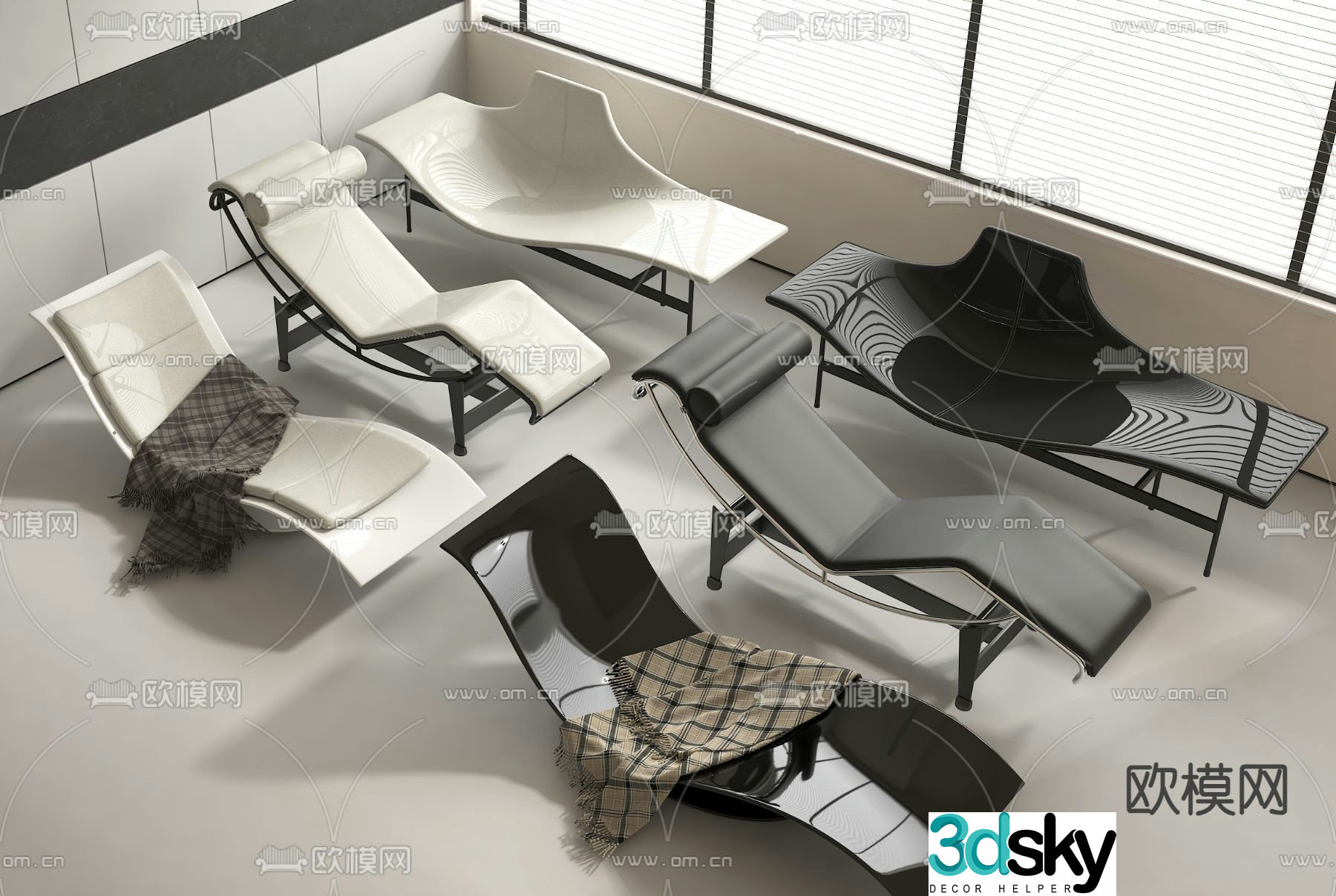 Modern lounge chair armchair chaise longue 3d model