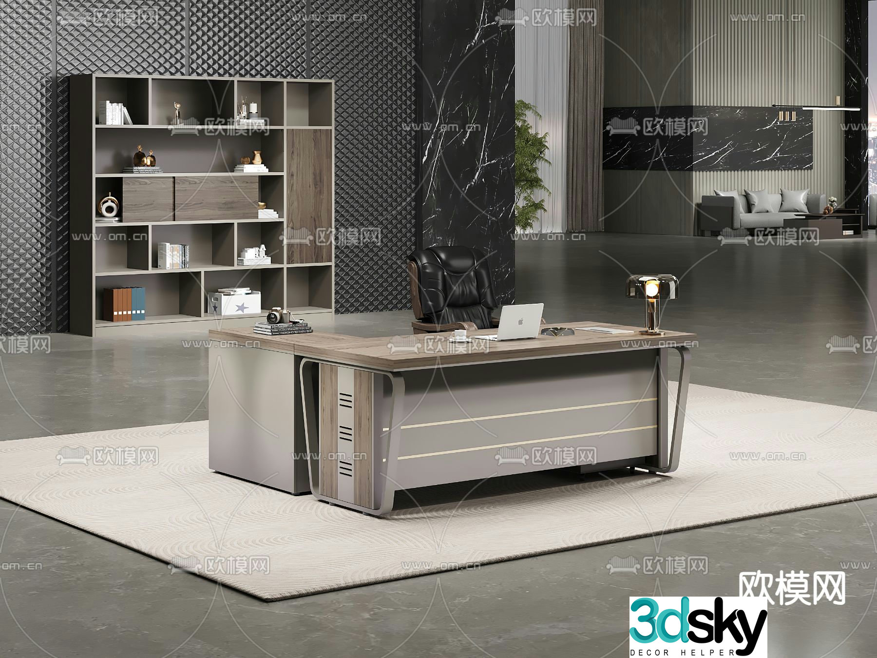 Modern boss desk desk desk 3d model