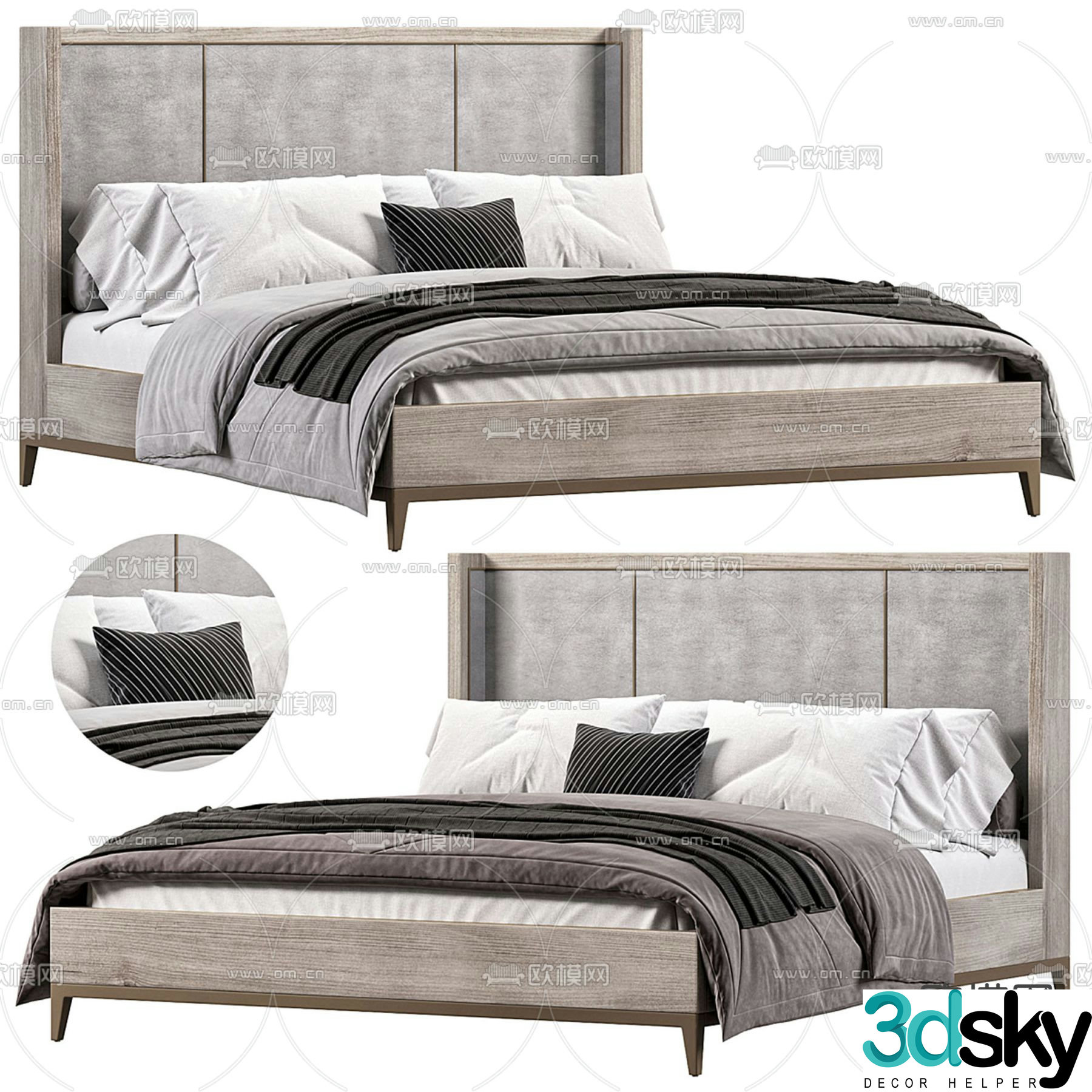 Arhaus double bed 3d model