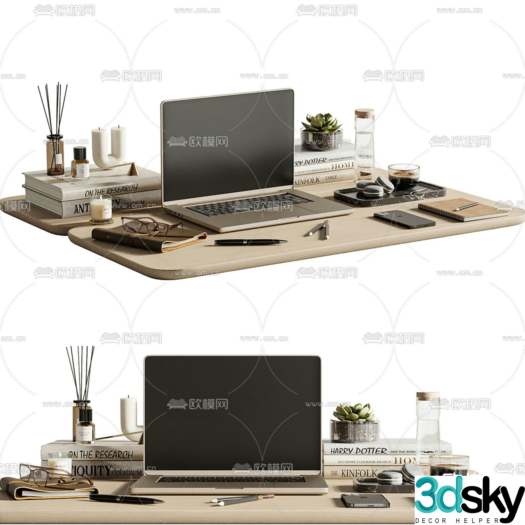 Mobile phone computer pen box office supplies 3d model