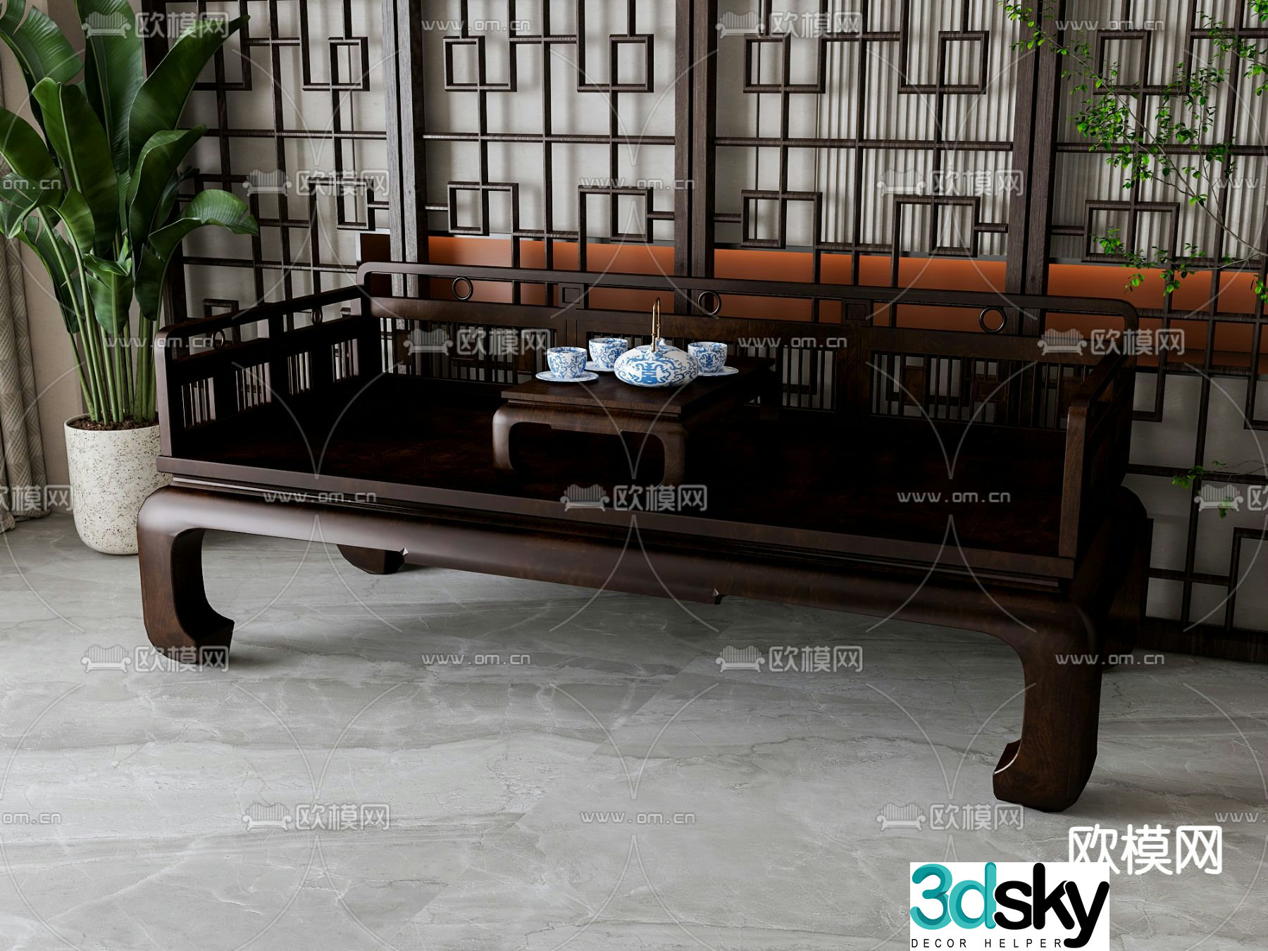 New Chinese style Arhat bed 3D model