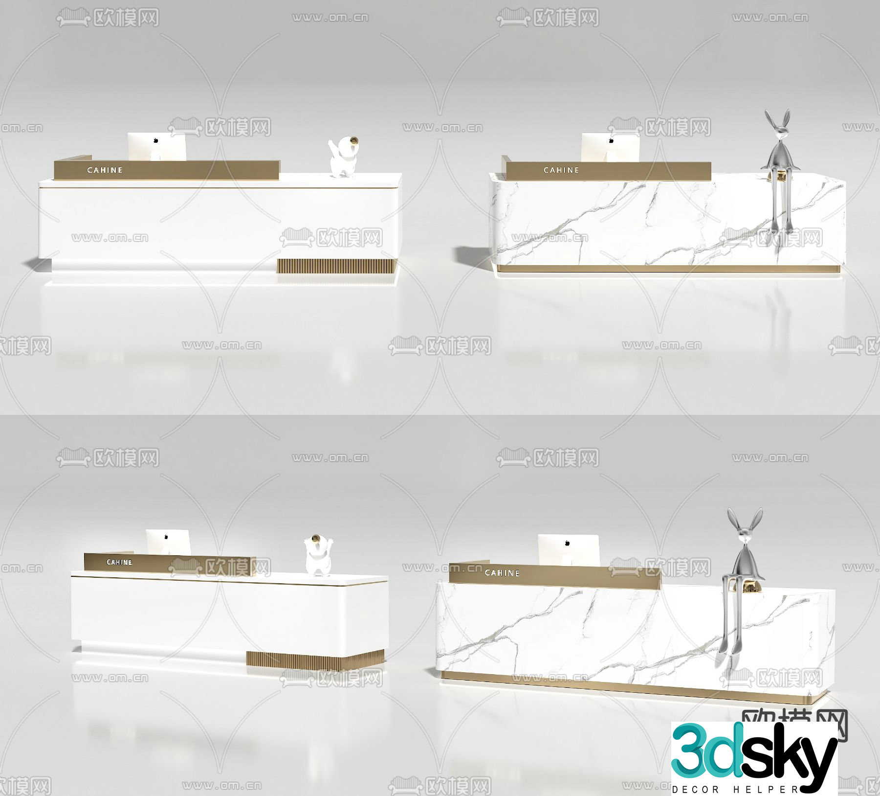 Front desk reception desk service desk 3d model