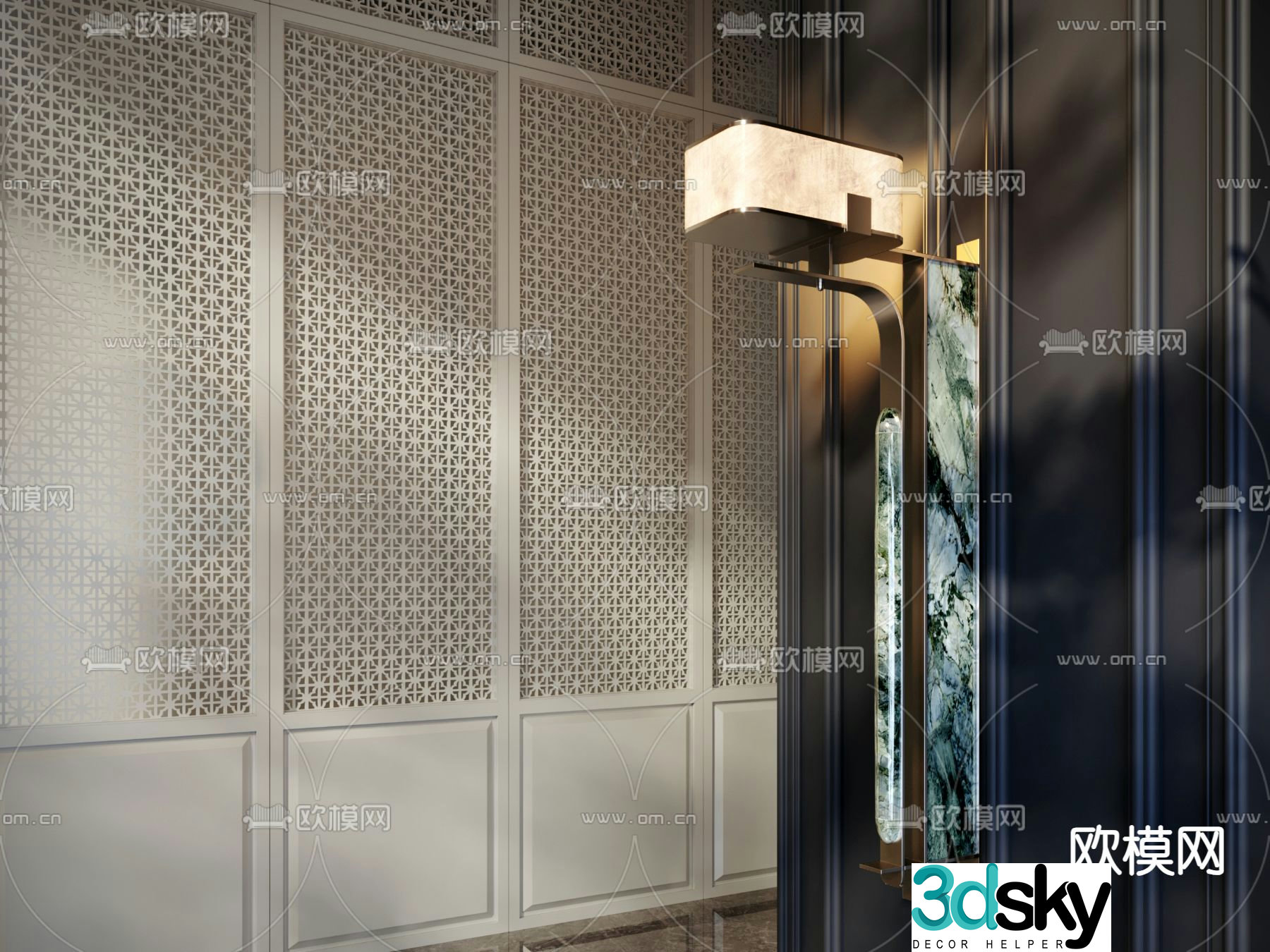 New Chinese style wall lamp 3d model