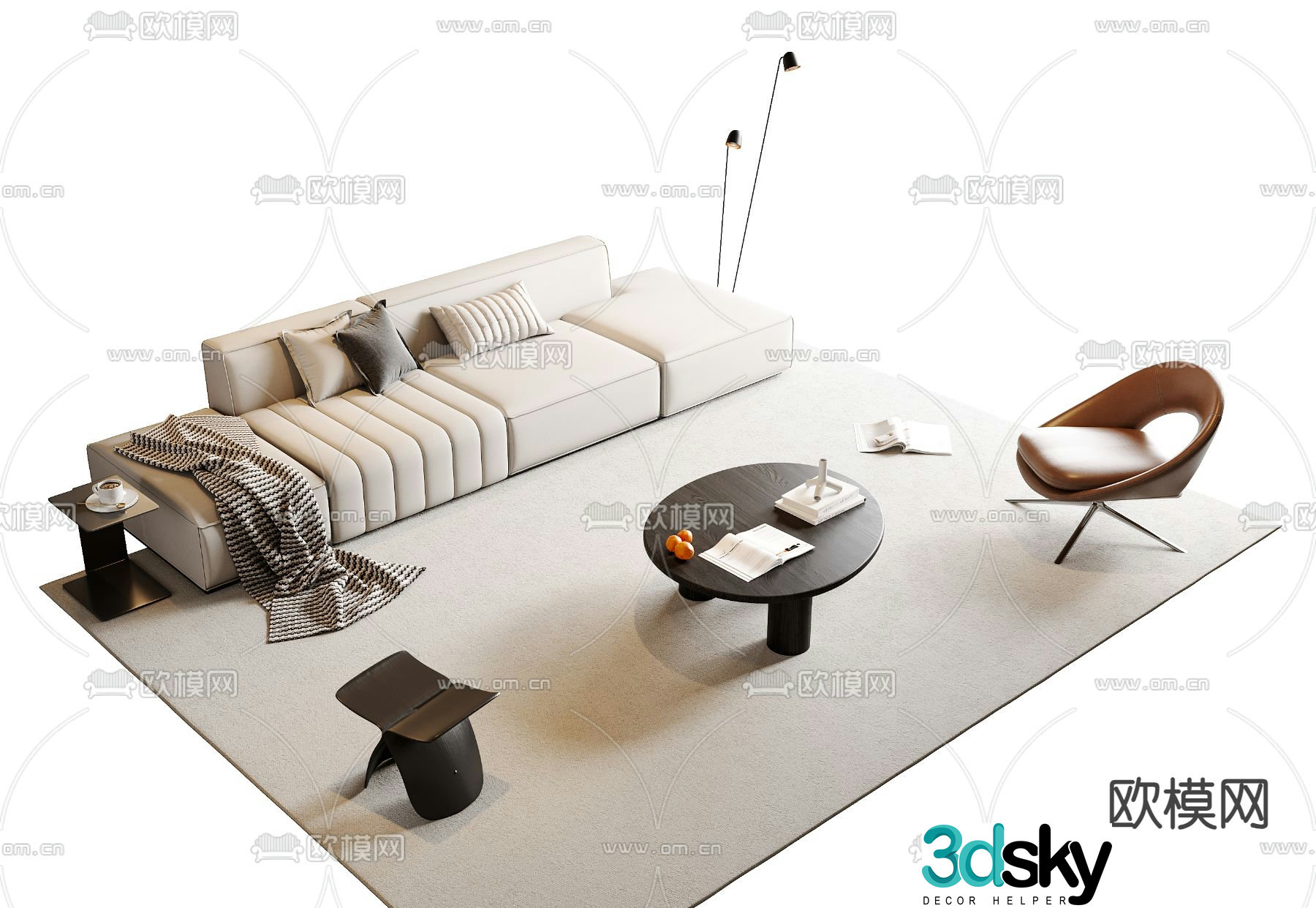 Modern sectional sofa 3d model