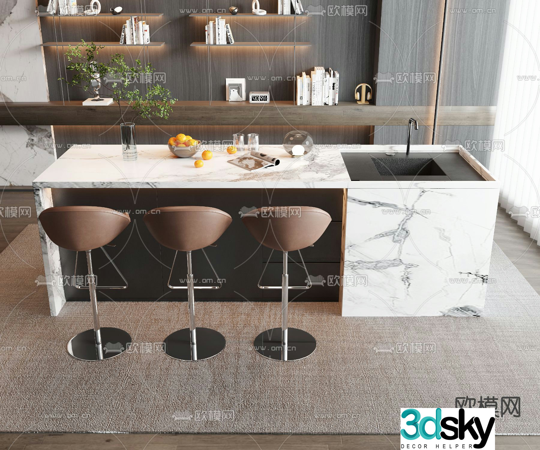 Modern bar island water bar 3D model
