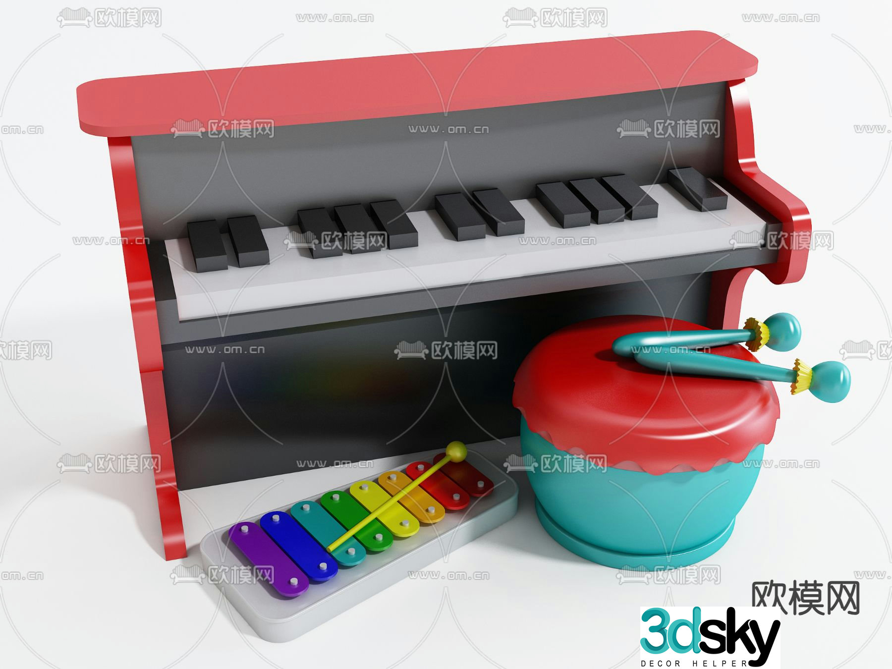 Modern toys musical instruments 3d model