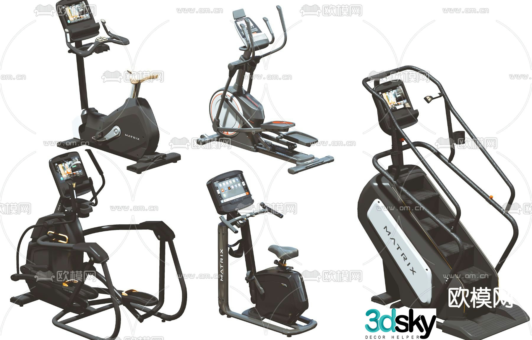 Fitness equipment elliptical machine spinning 3d model
