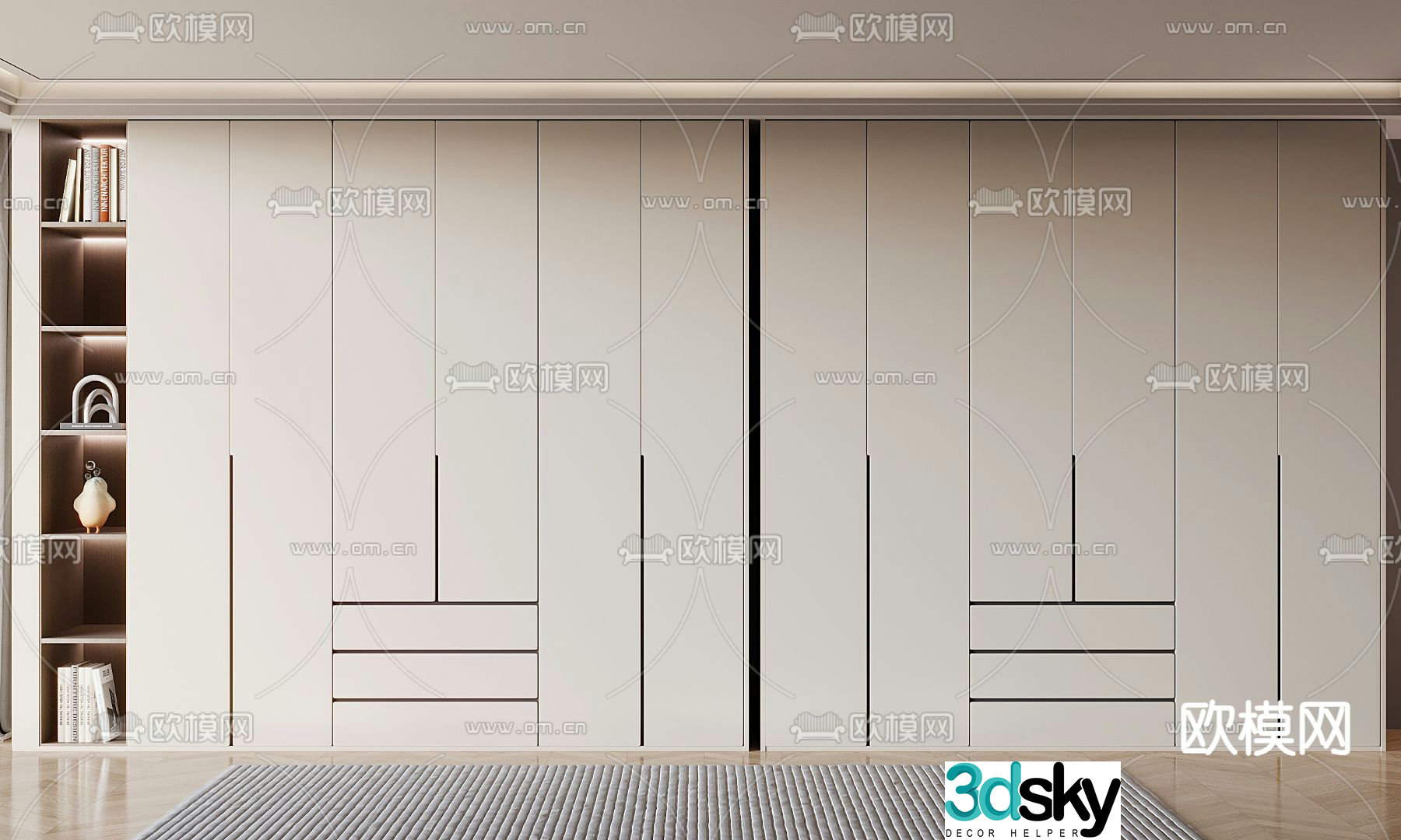 Cream style wardrobe wardrobe 3d model