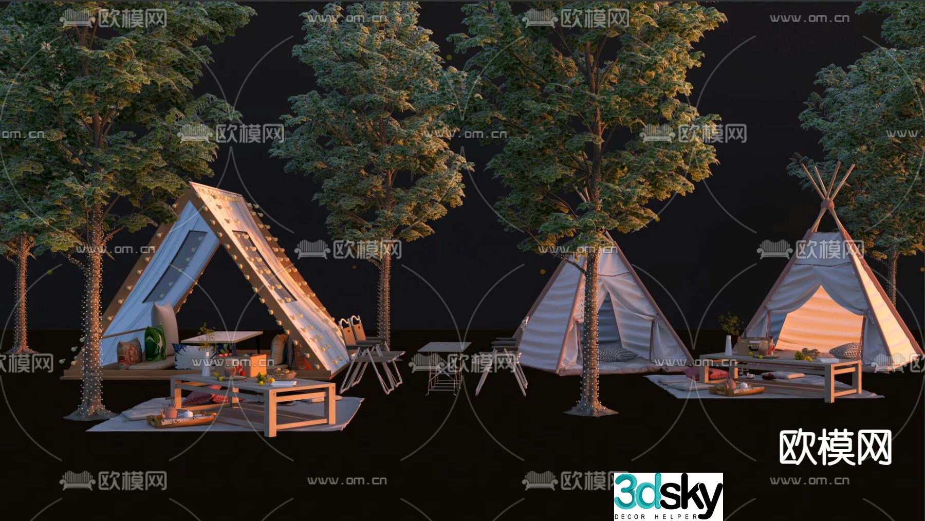 outdoor tent camping 3d model