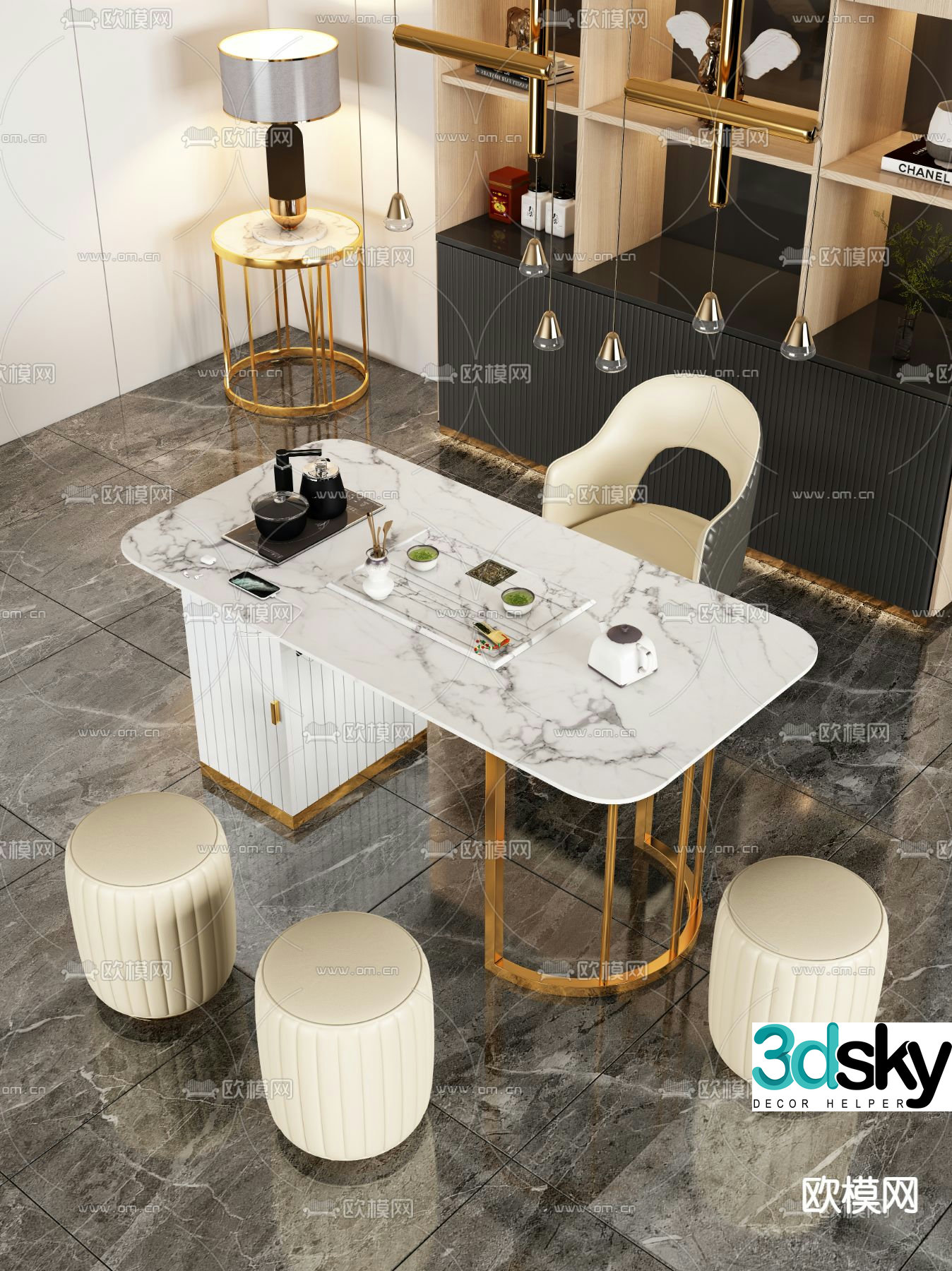 Light luxury tea table tea table 3d model