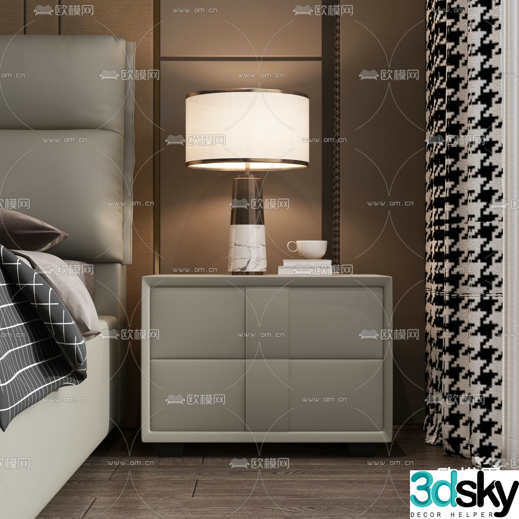 Leather bedside table 3d model