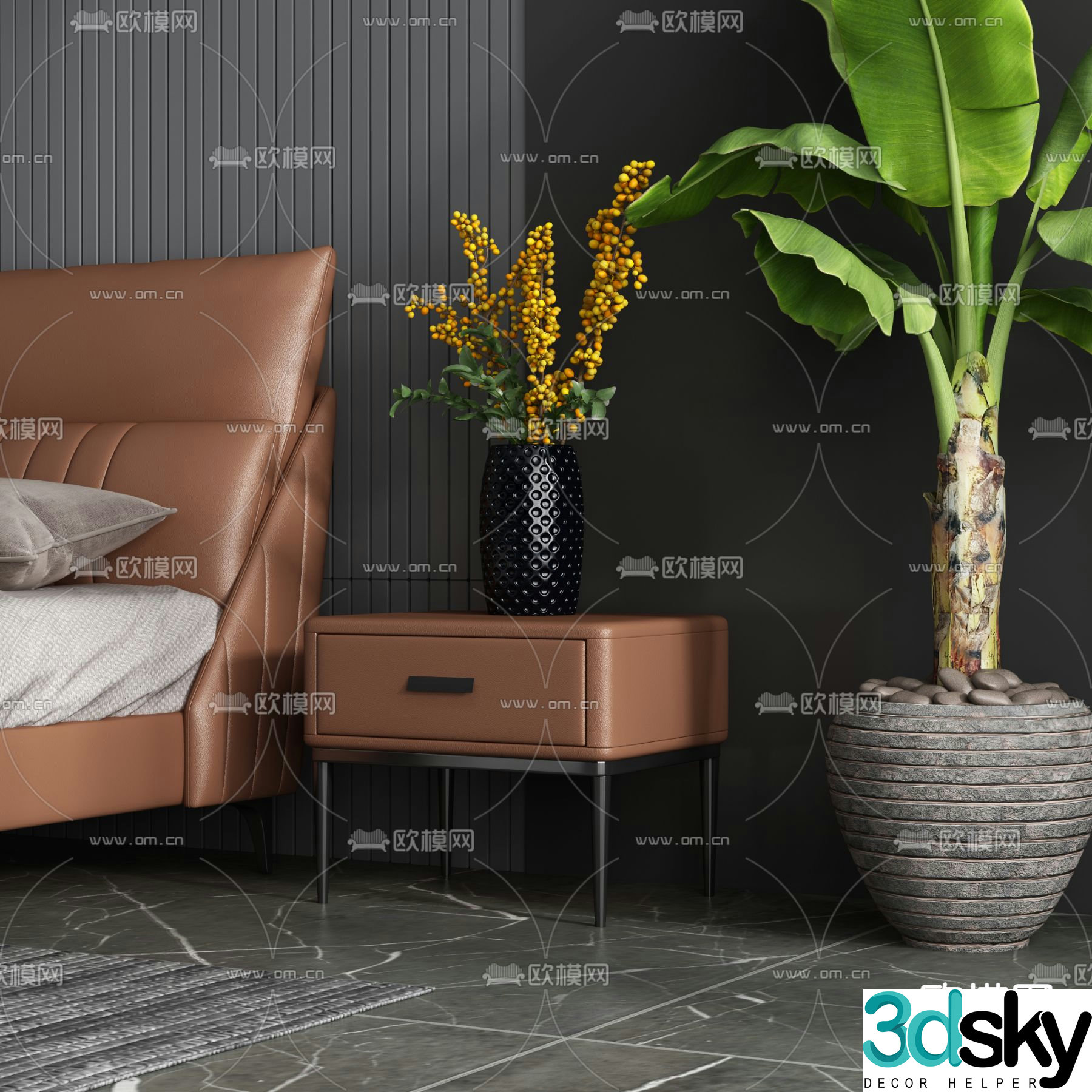 Modern bedside table 3d model