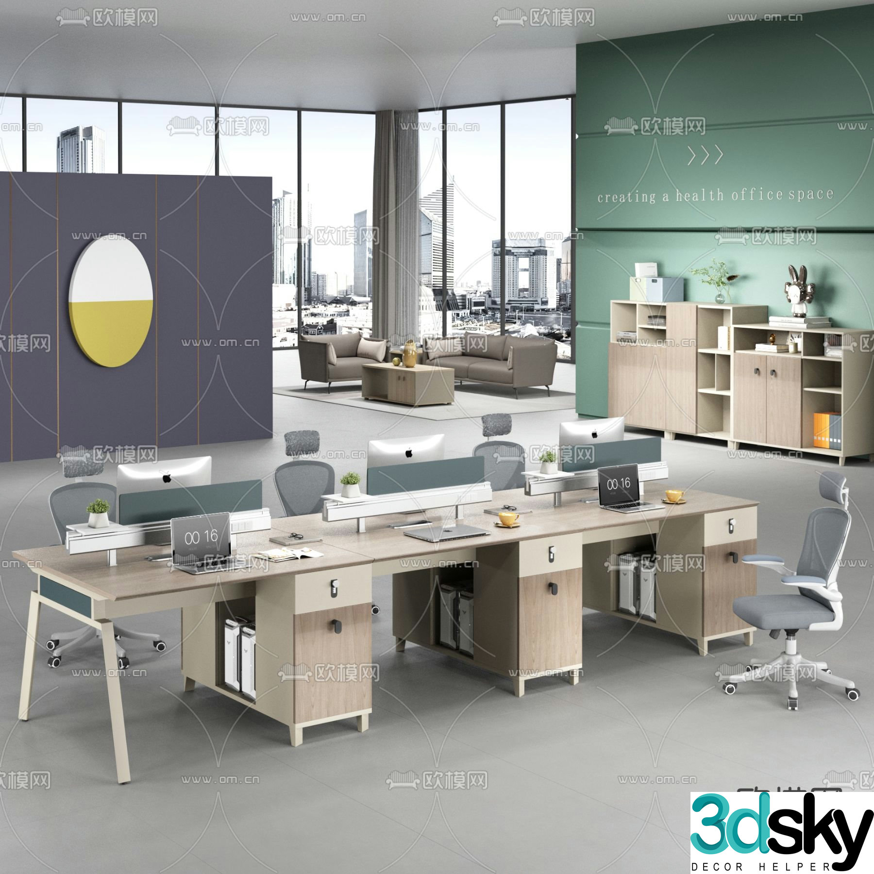 Card space desk work station post 3d model
