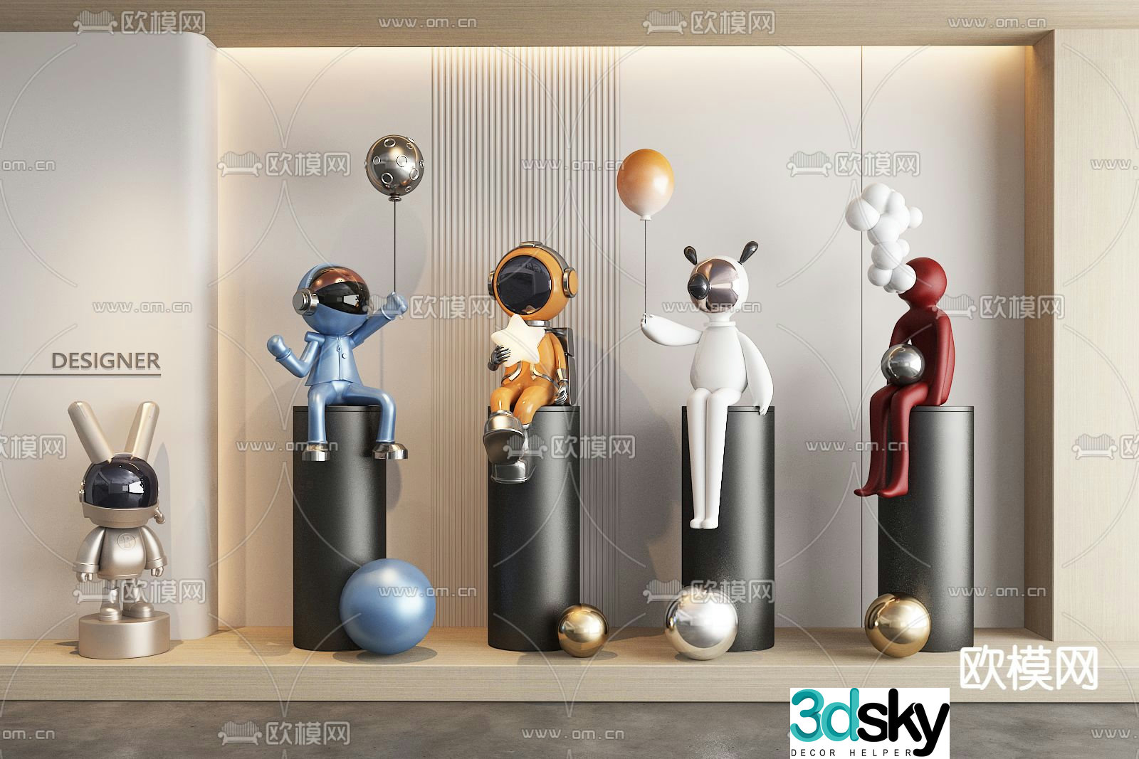 Bear trendy toy sculpture doll cartoon ornaments 3d model