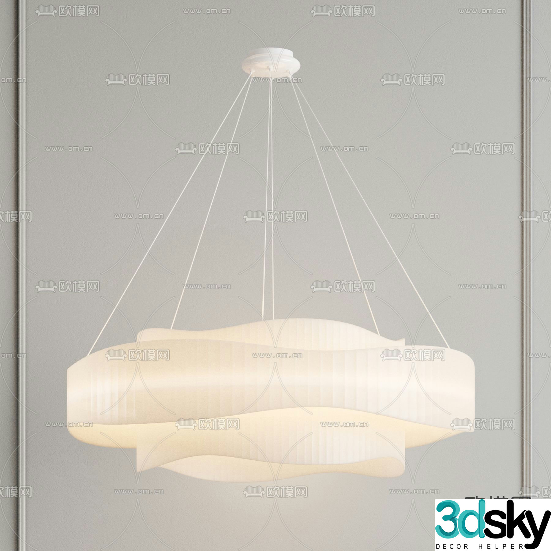 Cream style chandelier art chandelier 3d model