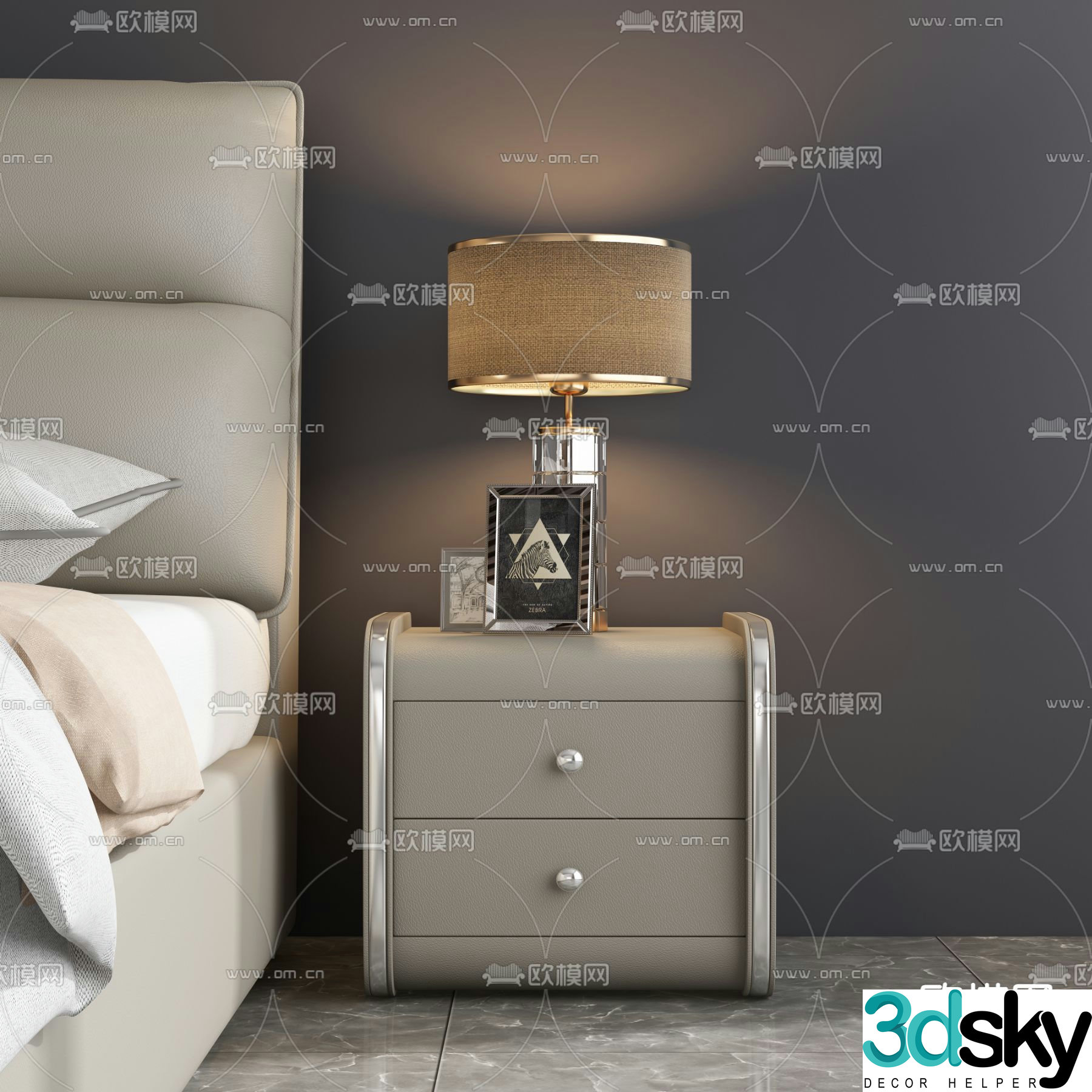 Leather bedside table 3d model