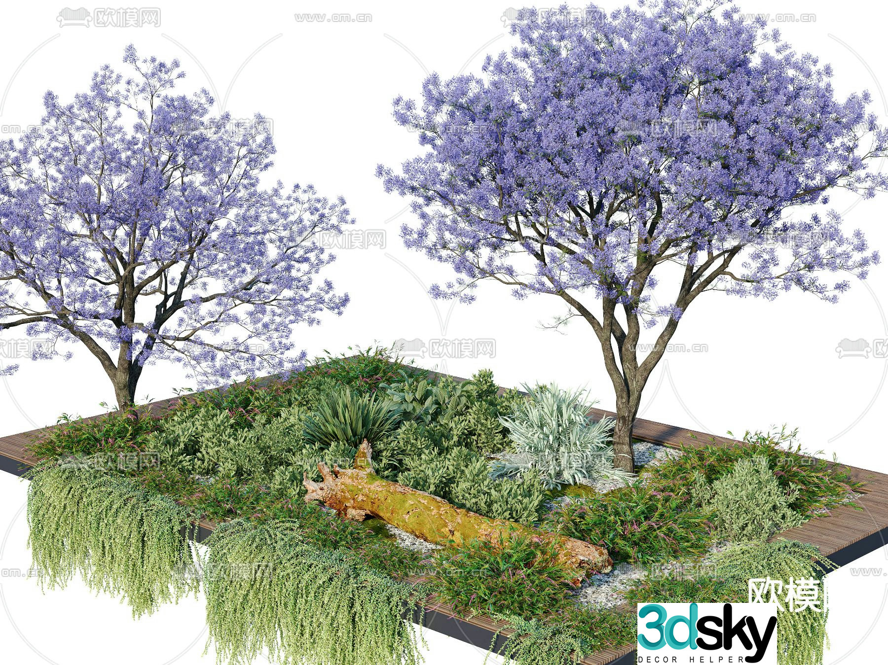 Modern flower bed tree pond flower tank plant pile 3d model