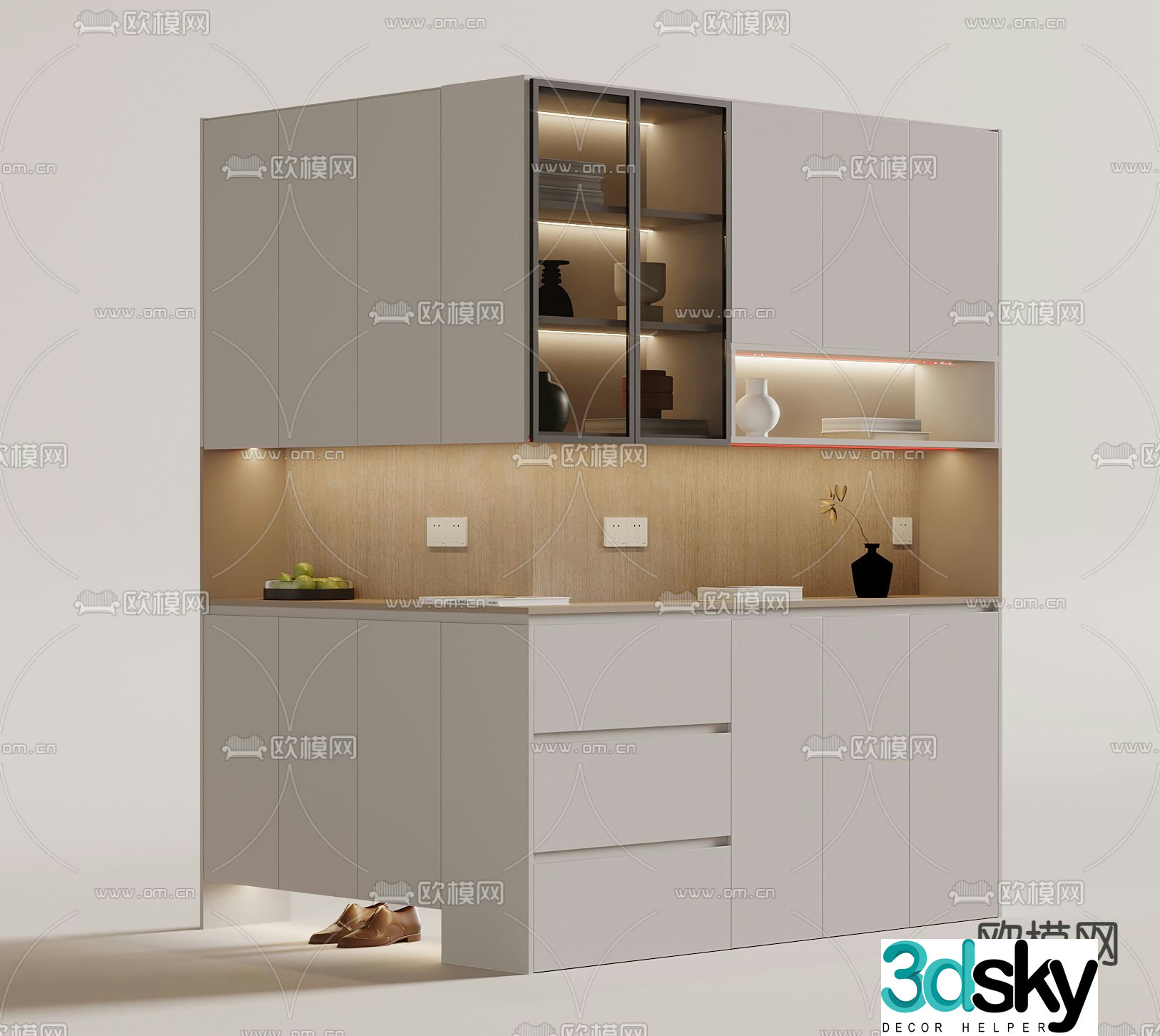 Corner shoe cabinet 3d model