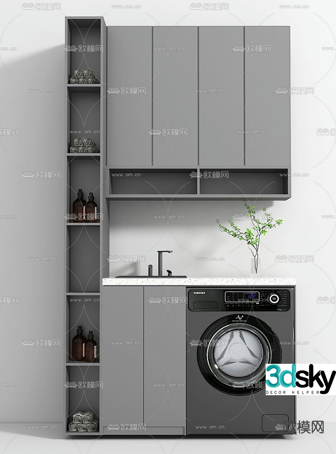 Balcony cabinet washing machine cabinet 3d model