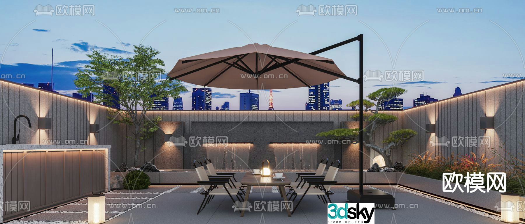 Villa courtyard garden 3d model