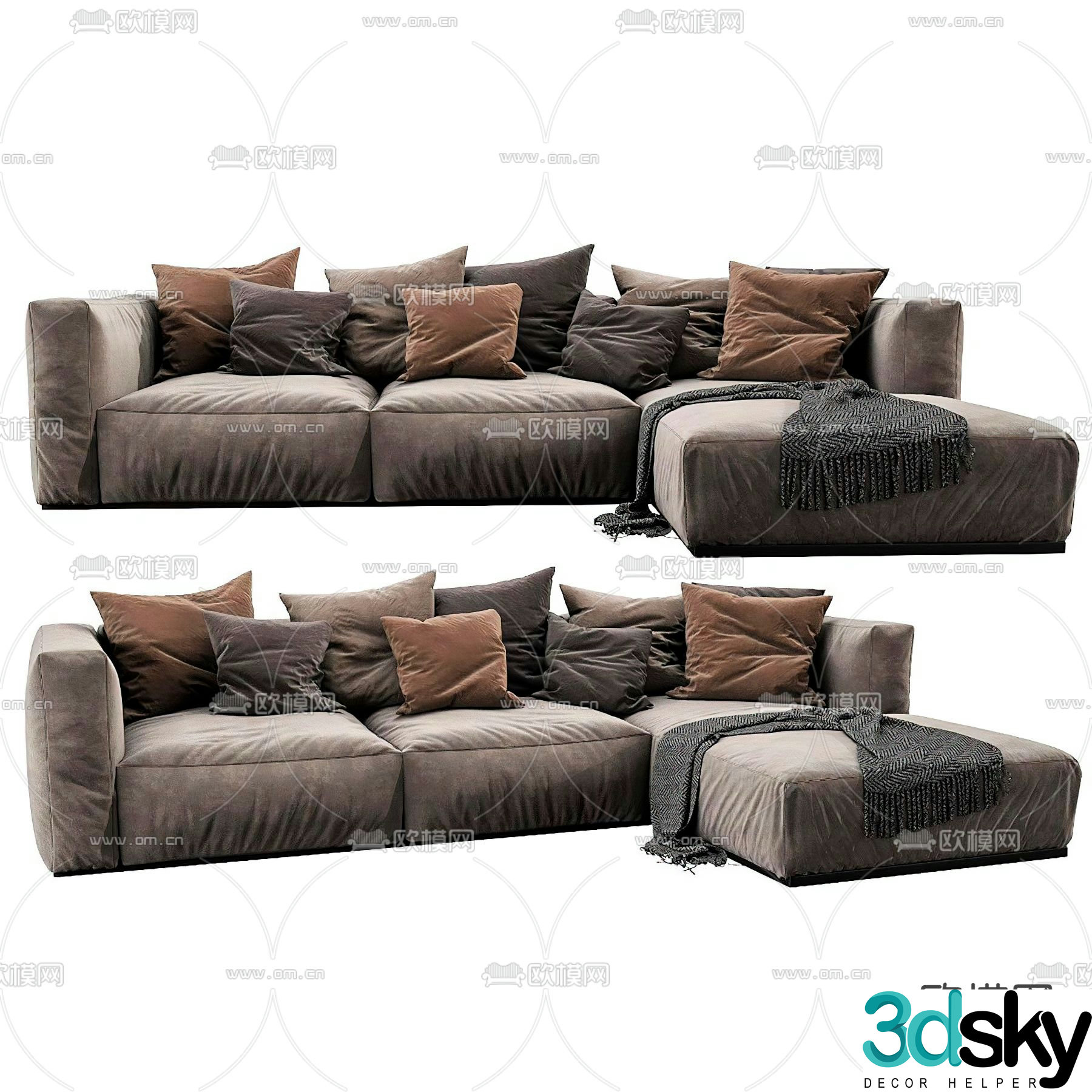 Three seater sofa corner sofa 3d model