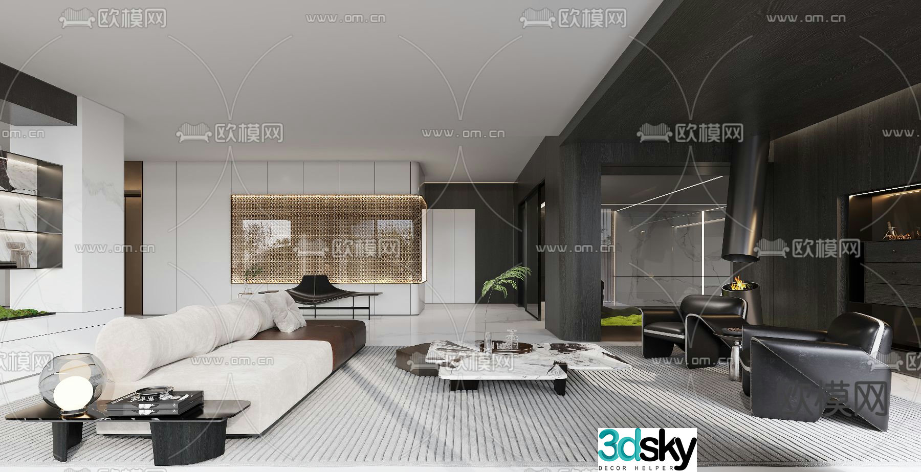 Light luxury basement leisure room tea tasting room 3d model