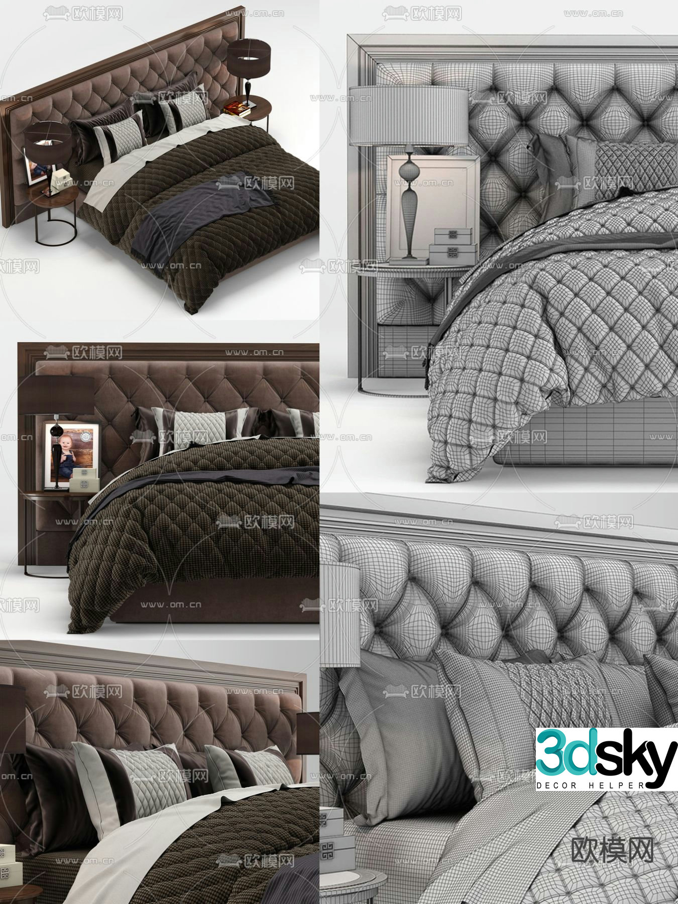 Modern double bed 3d model