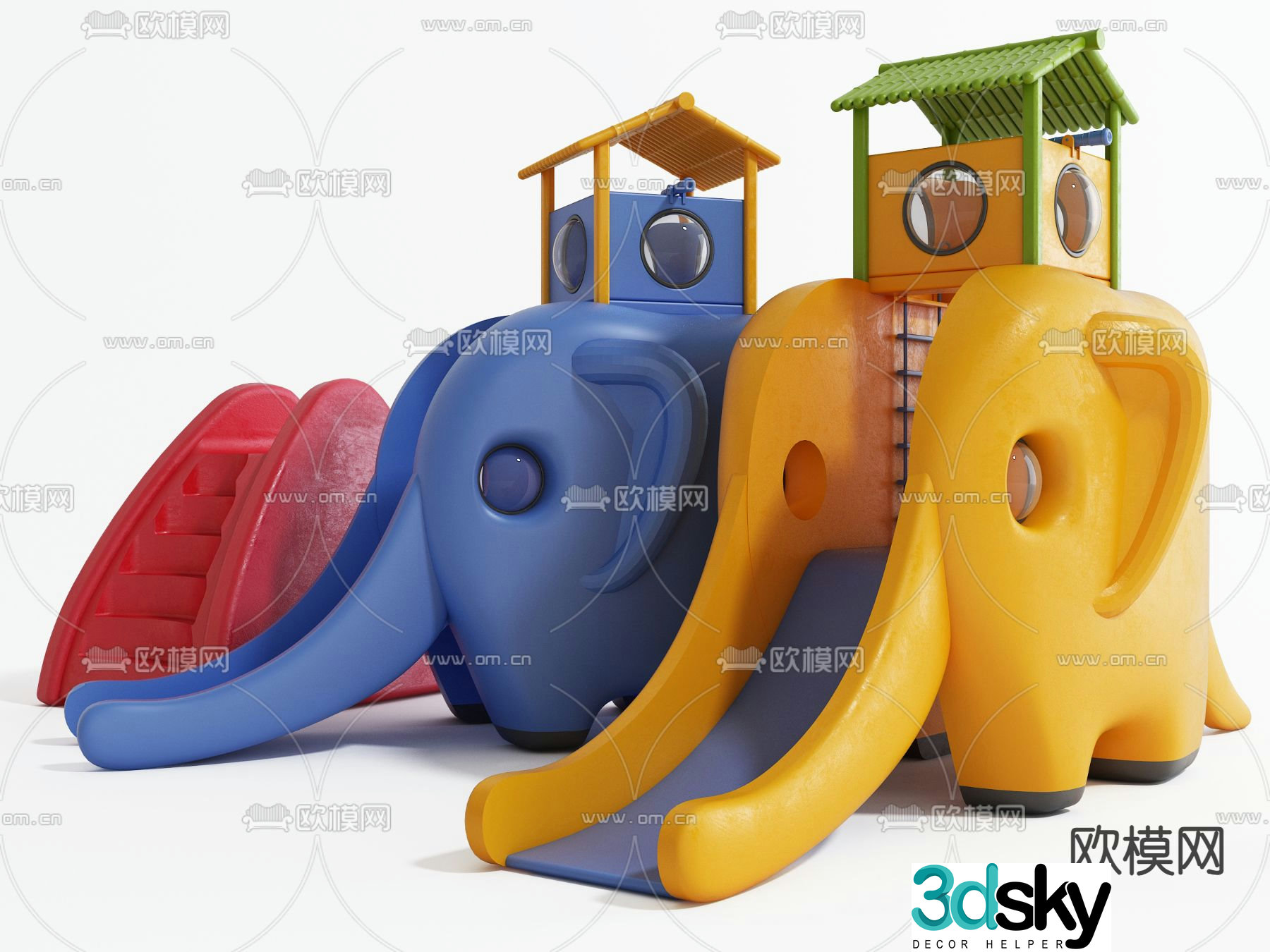 Elephant slide amusement rides 3d model