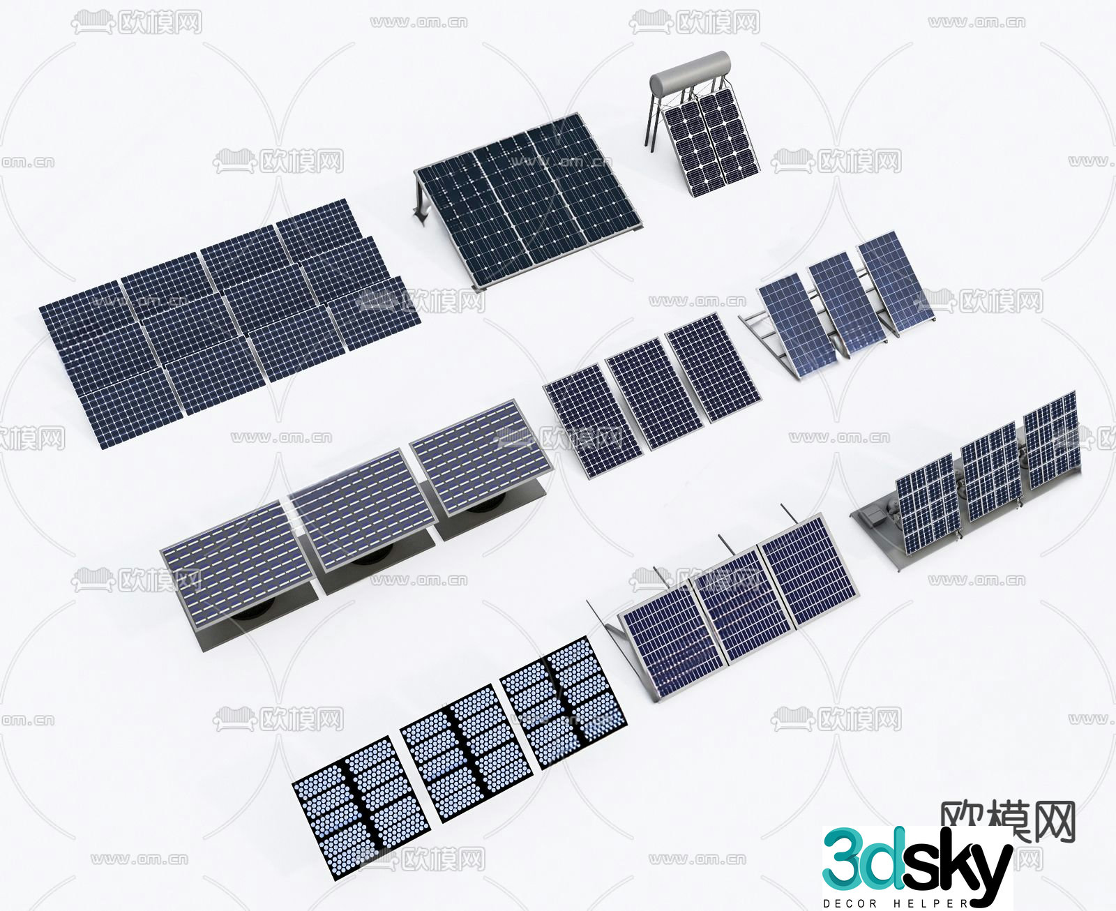 Solar photovoltaic panel power generation panel 3d model