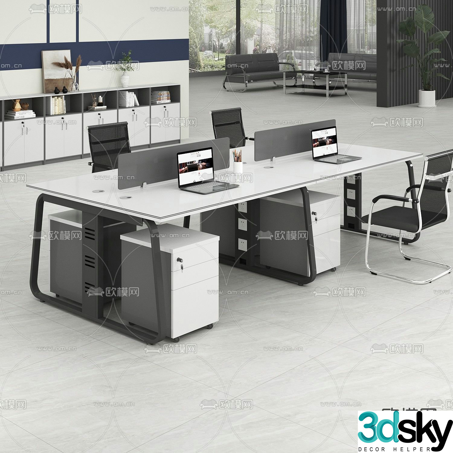 Card space desk work station post 3d model