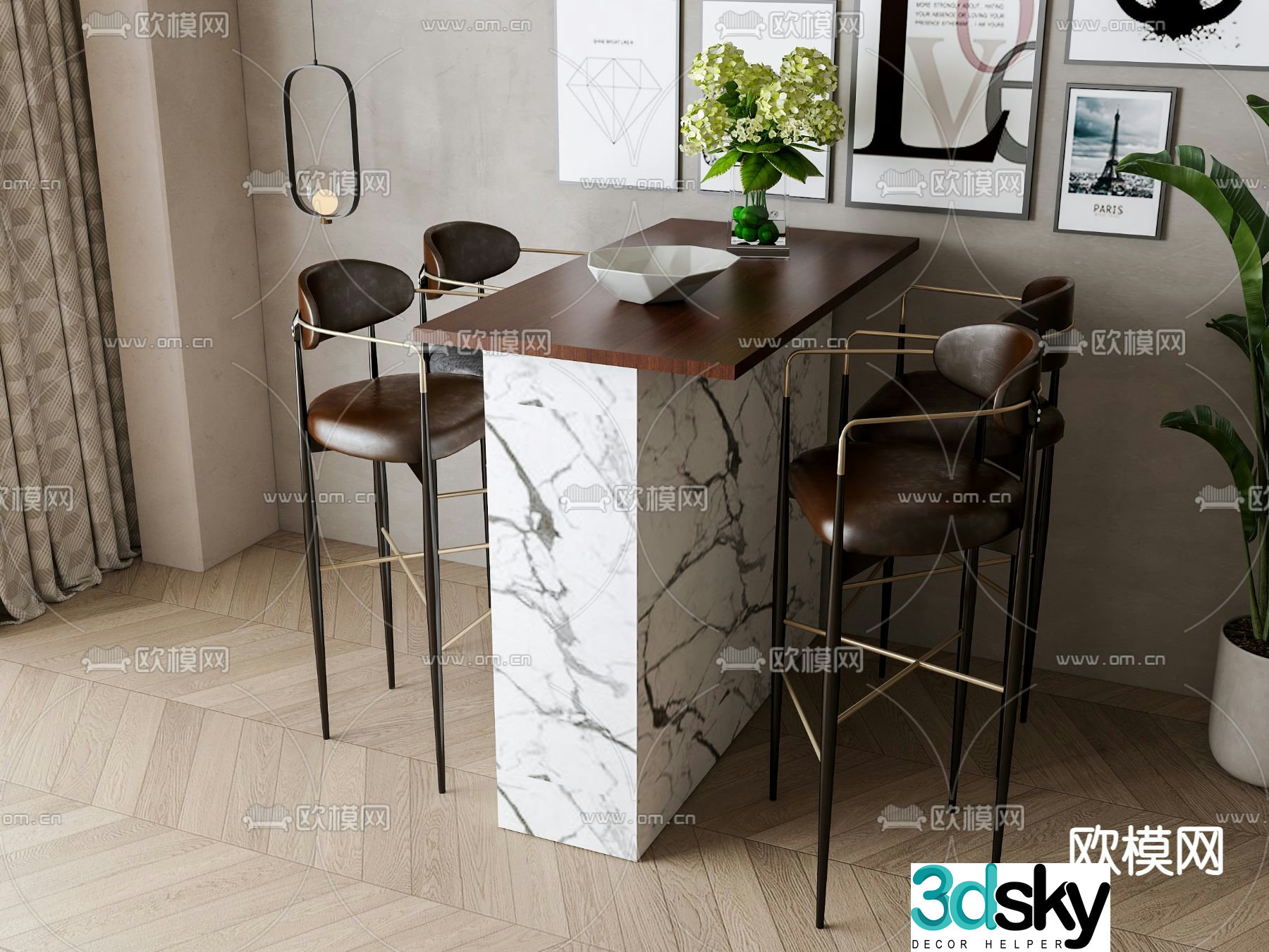 American bar chair 3d model