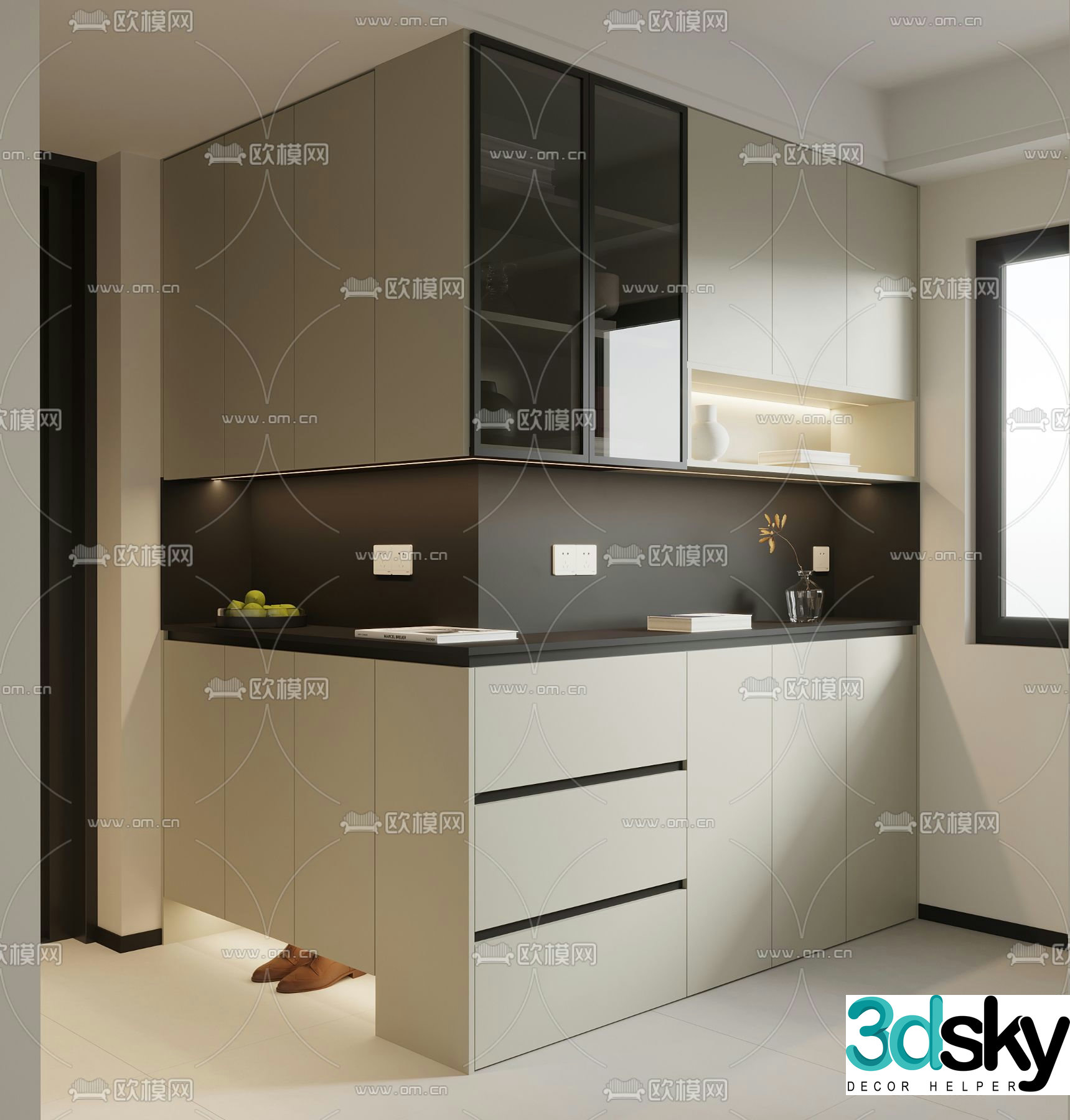 Corner shoe cabinet 3d model