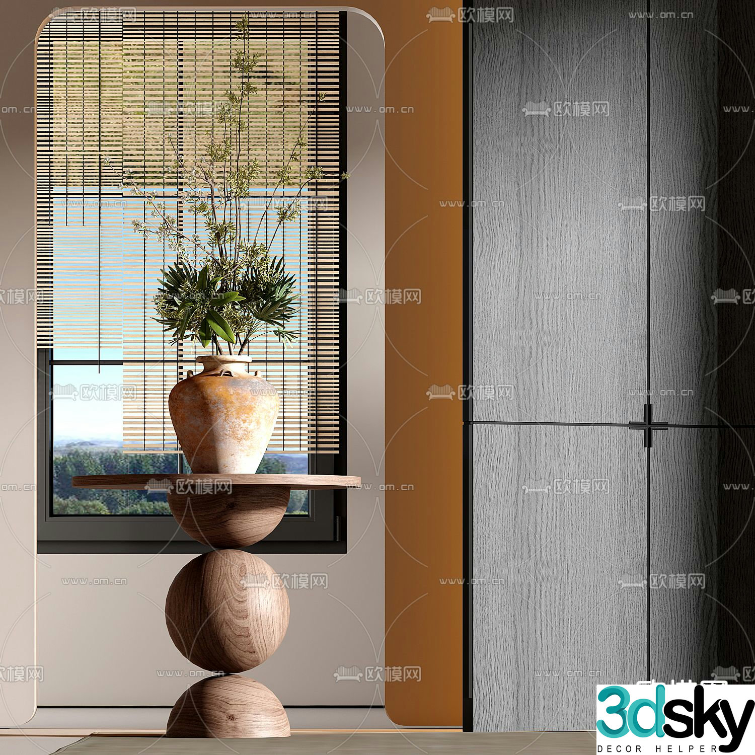 New Chinese style round table side table corner table 3D model