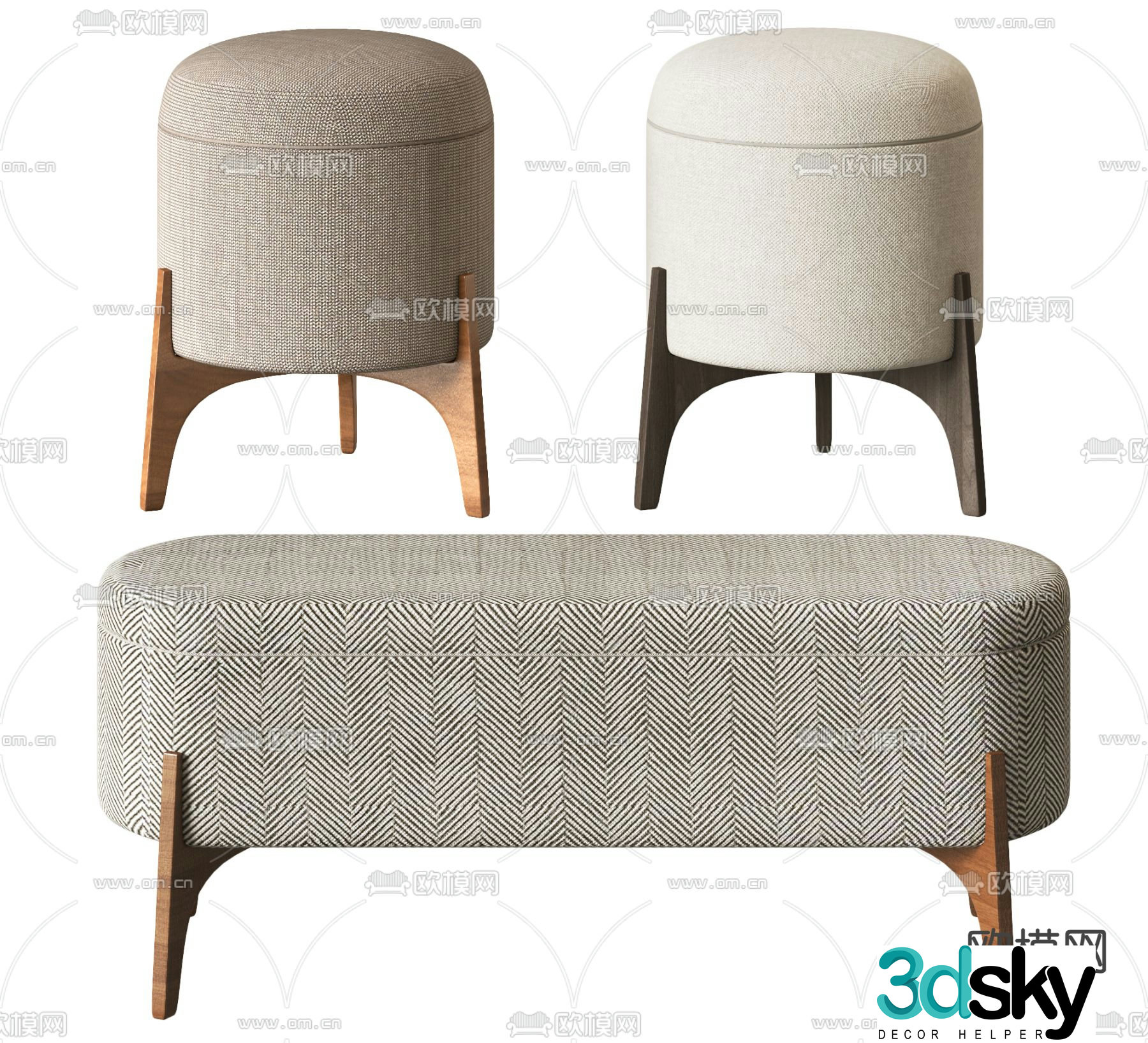 Modern sofa stool 3d model