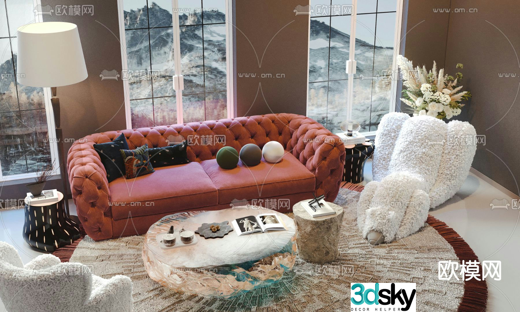 French sectional sofa 3d model