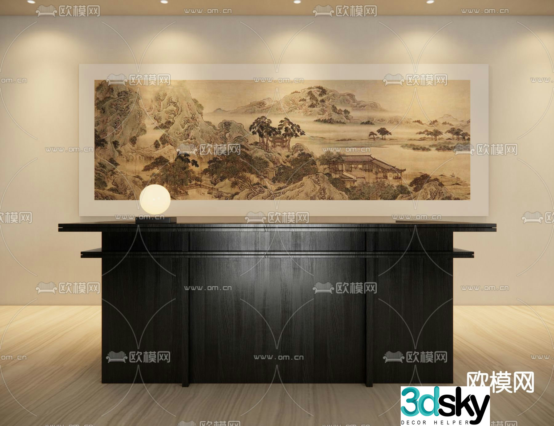 New Chinese style front desk service desk reception desk 3d model