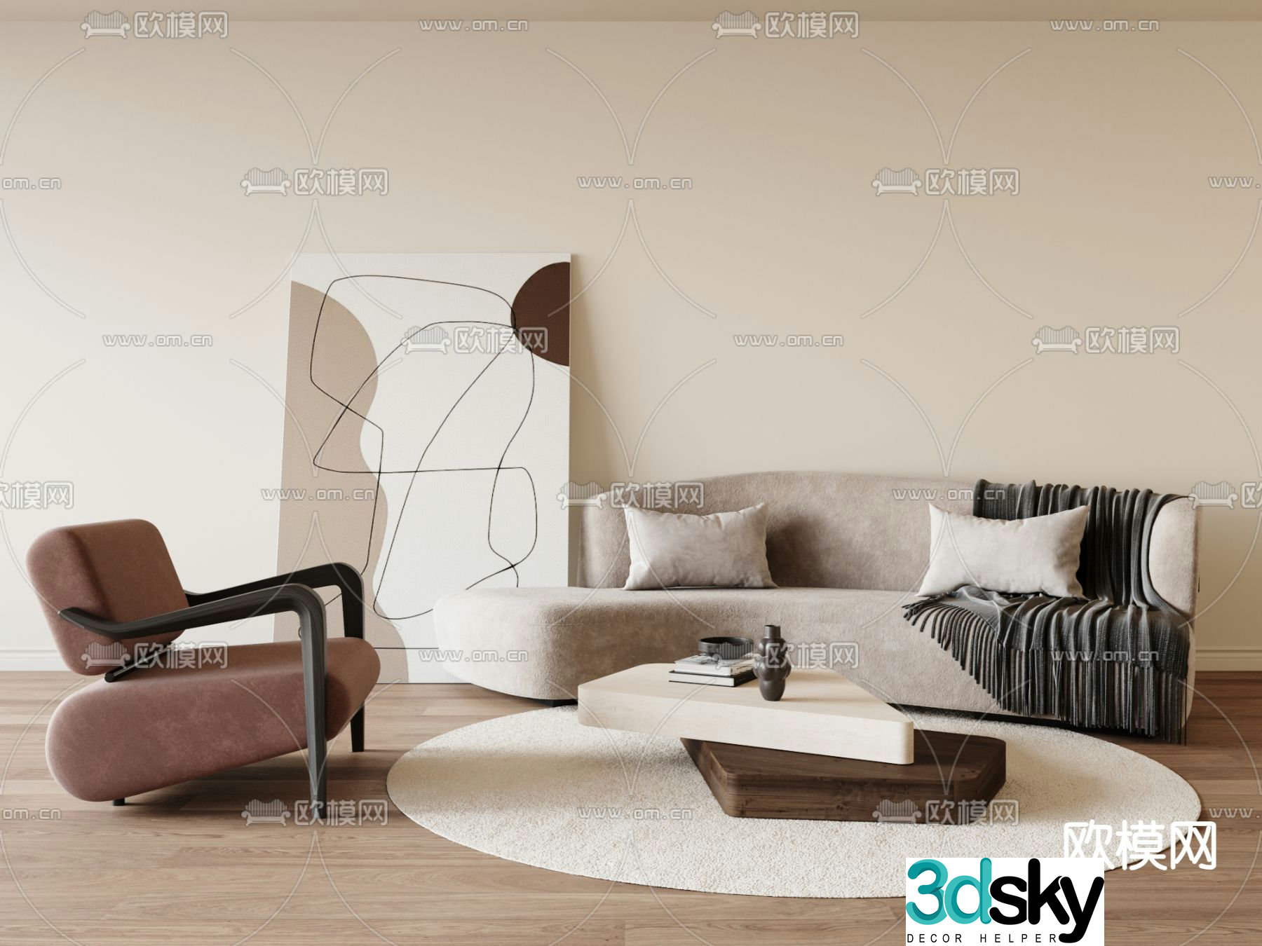 Wabi Sabi modular sofa curved sofa 3d model