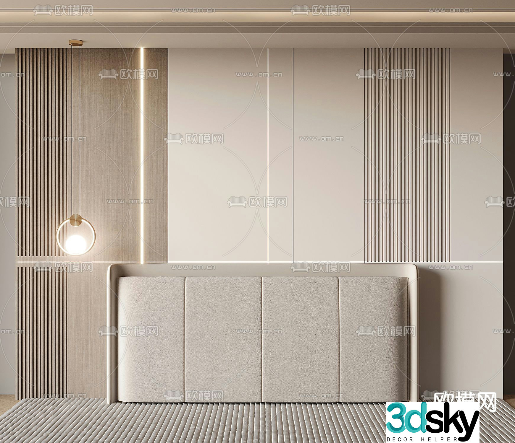 Modern background wall bedside background 3d model