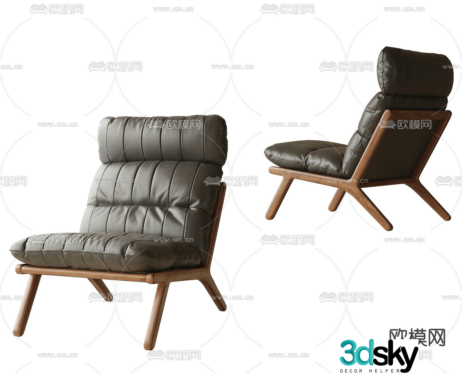 Leather chair lounge chair 3d model