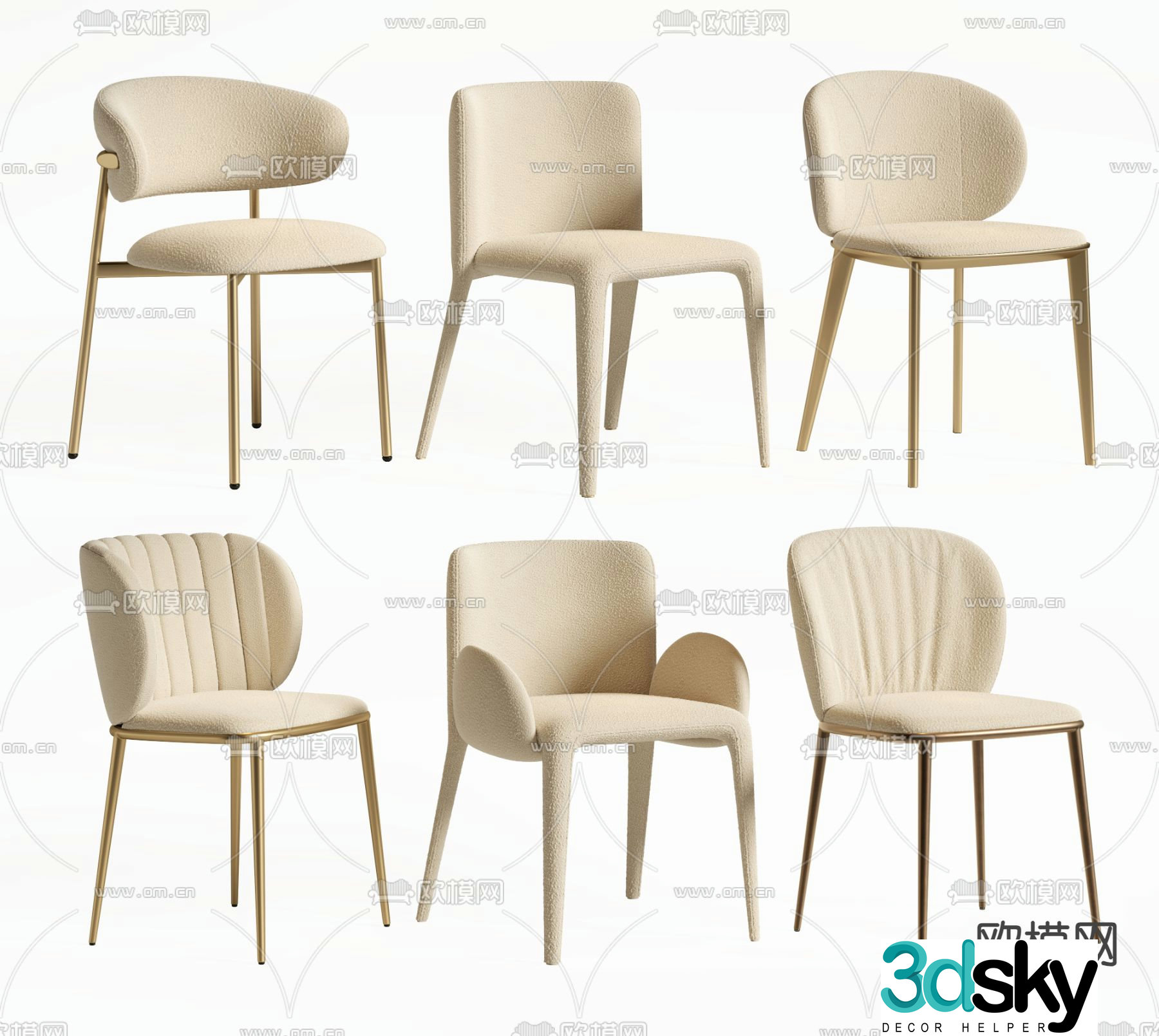 Creamy chair casual chair 3d model