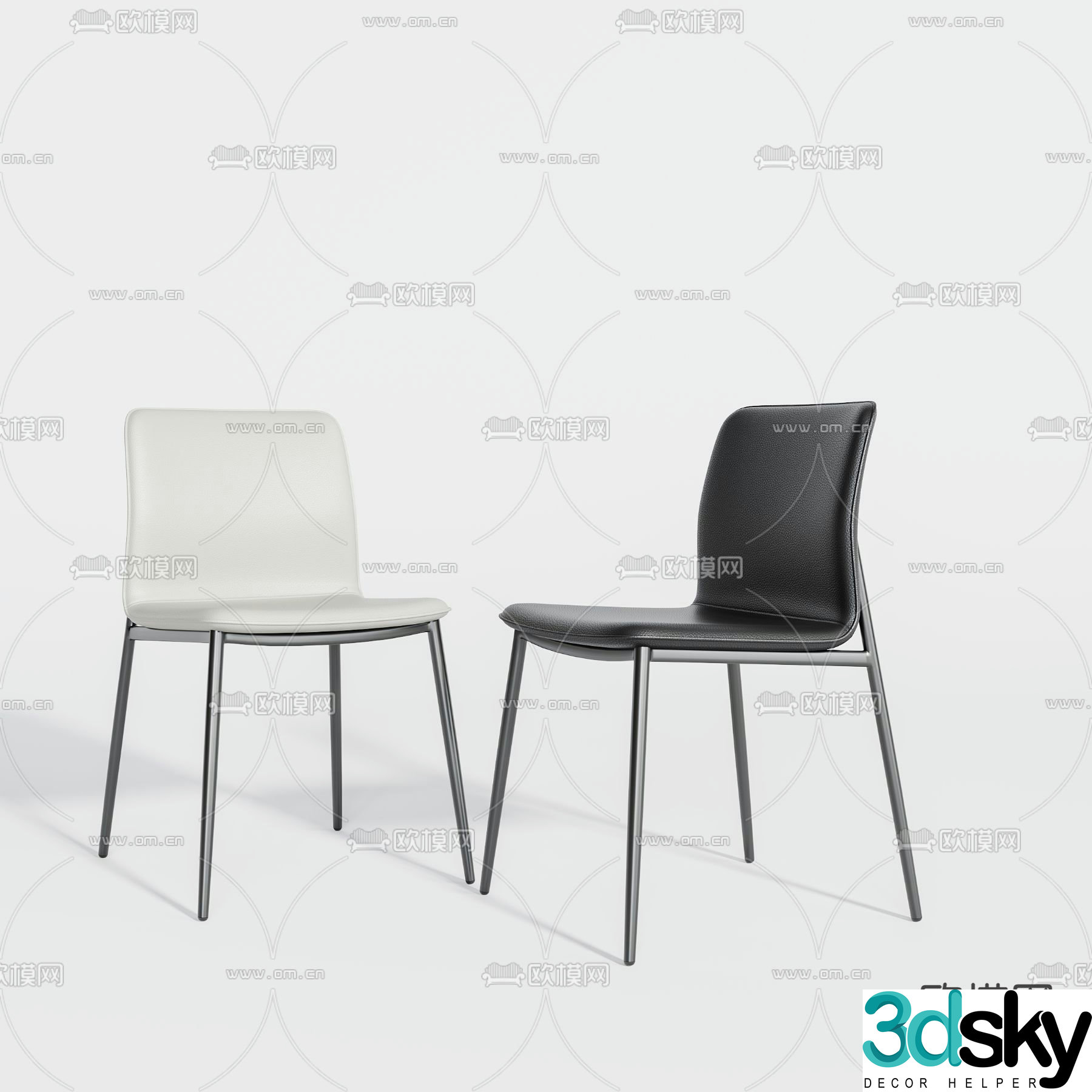 Modern dining chair single chair 3d model